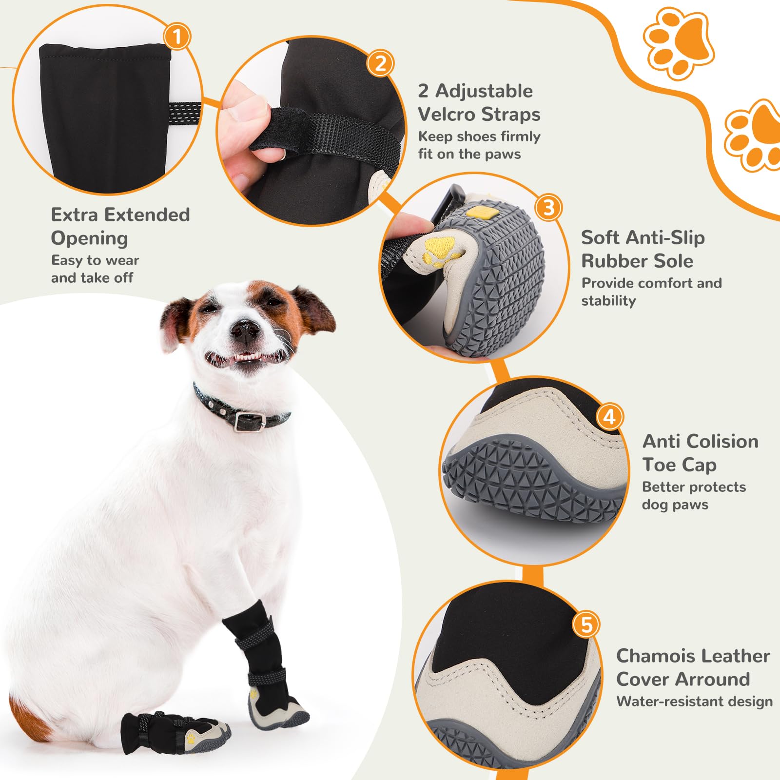 Dog Shoes For Large Small Medium Dogs, Dog Snow Boots Winter, Dog Booties And Paw Protectors To Prevent Licking, Anti-Slip Dog S