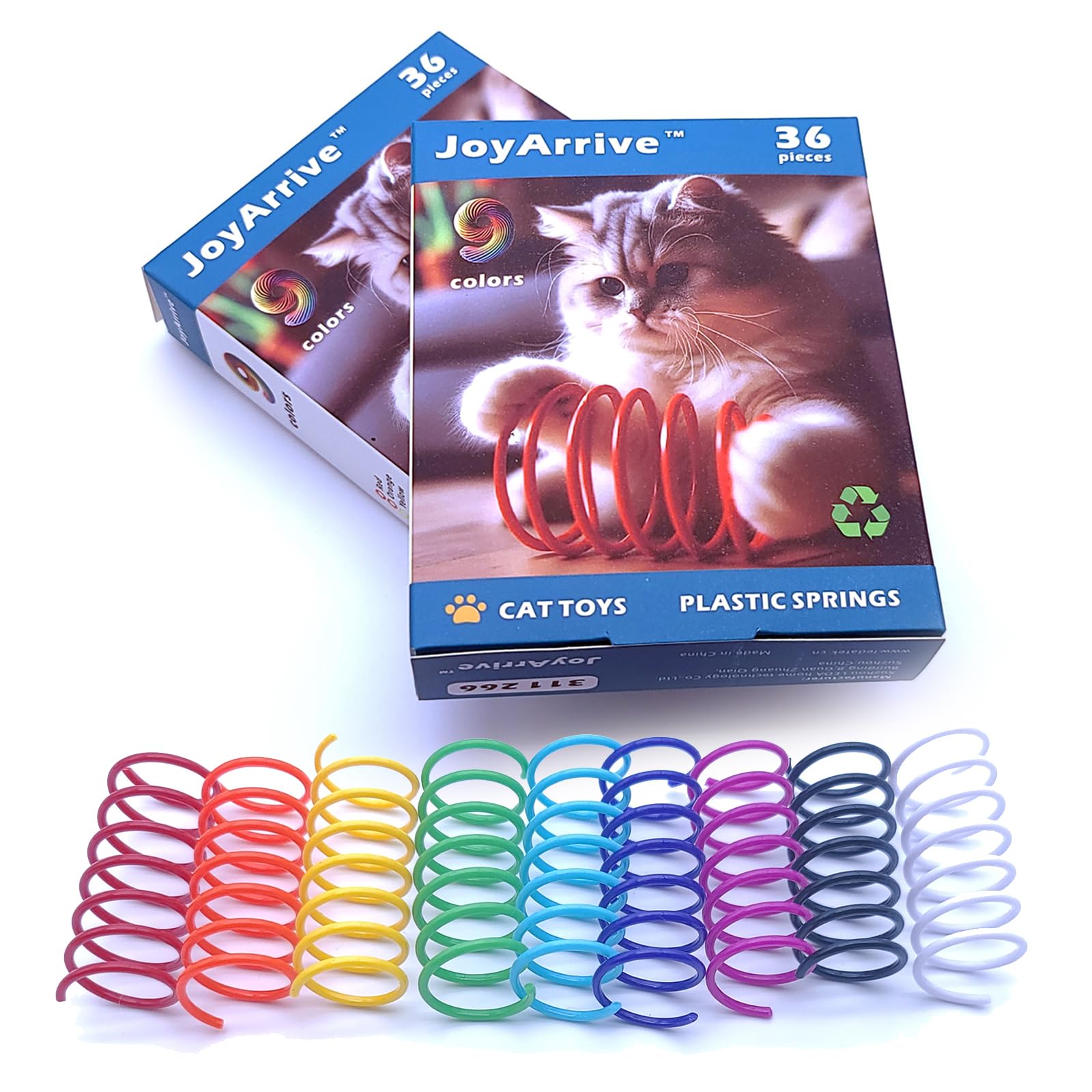 JoyArrive 9Pcs 9Colors Spring Toys for Indoor Cats, Cats Toy Springs, Spiral Toy, Cat Interactive Toy, Self-Play, Cat Biting, Sw