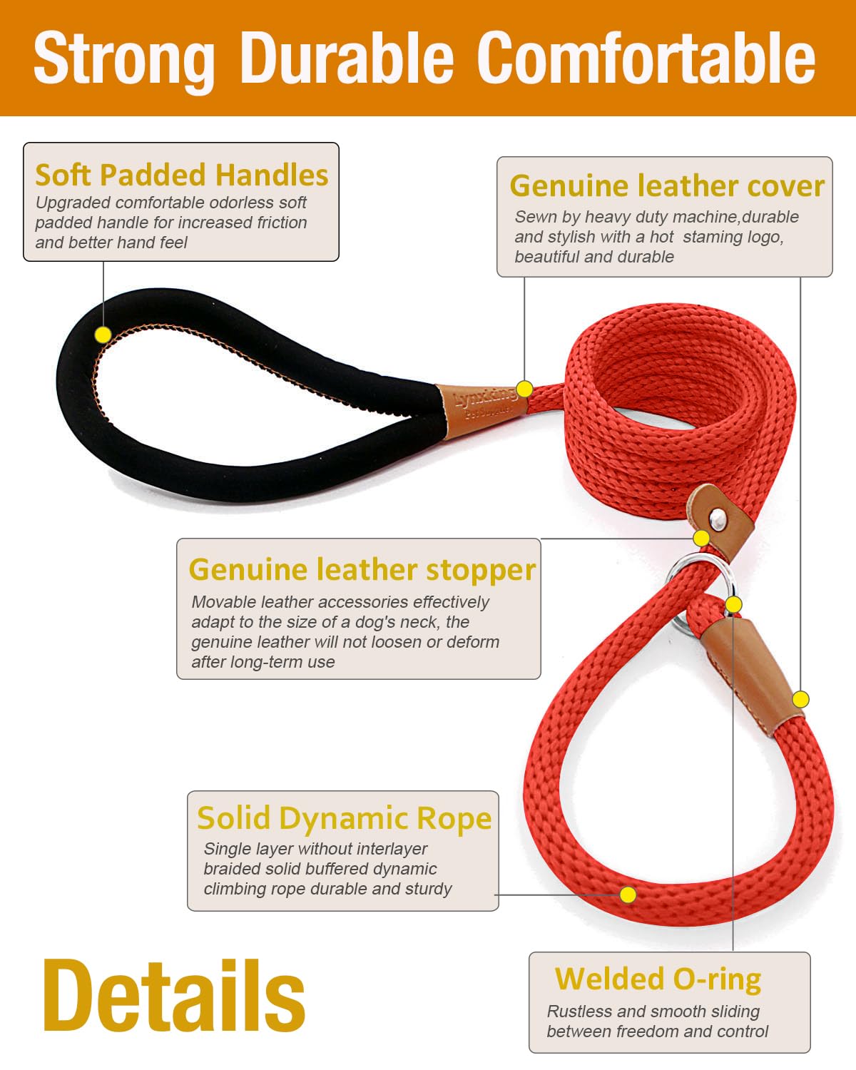 Lynxking 5 Ft Dog Leash Slip Lead 2 Pack Strong Heavy Duty Braided Dog Training Leash No Pull Training Lead Leashes For Medium L