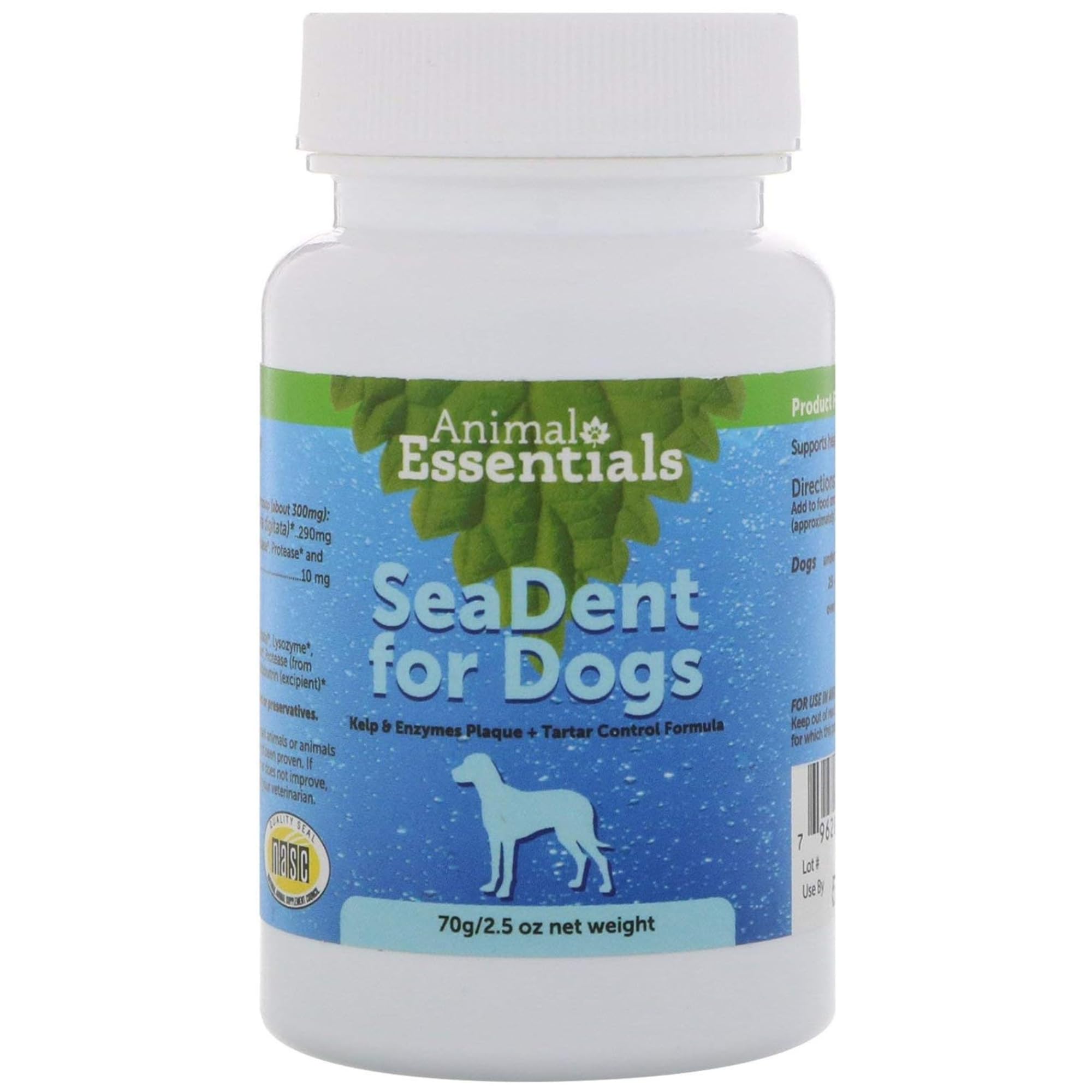 Animal Essentials SeaDent for Dogs - Kelp and Enzymes Plaque, Tartar Control Formula, Alpha Beta Amylase, Cellulase, Marshmallow