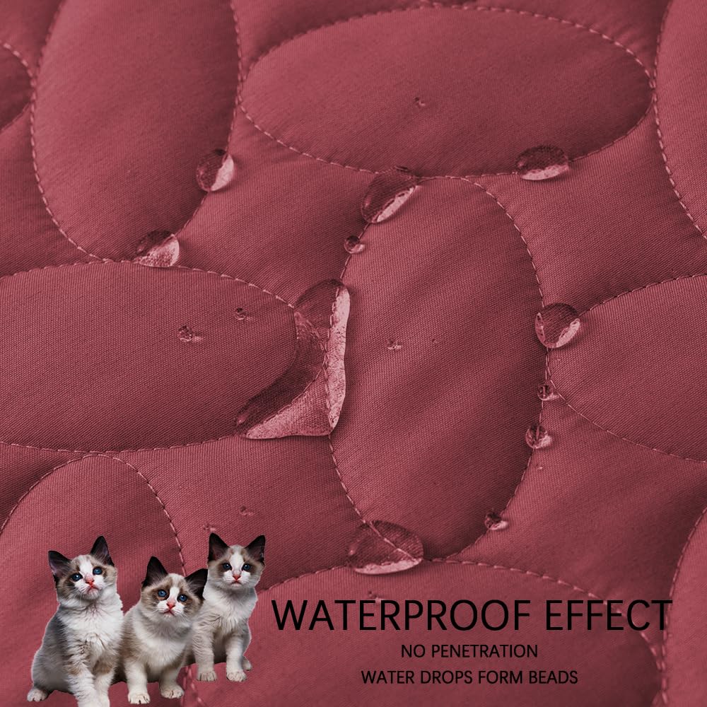 Ameritex Waterproof Pet Bed Cover Anti-Slip Dog Bed Blanket for Sofa and Furniture Waterproof New Pattern Design (Burgundy, 30x9