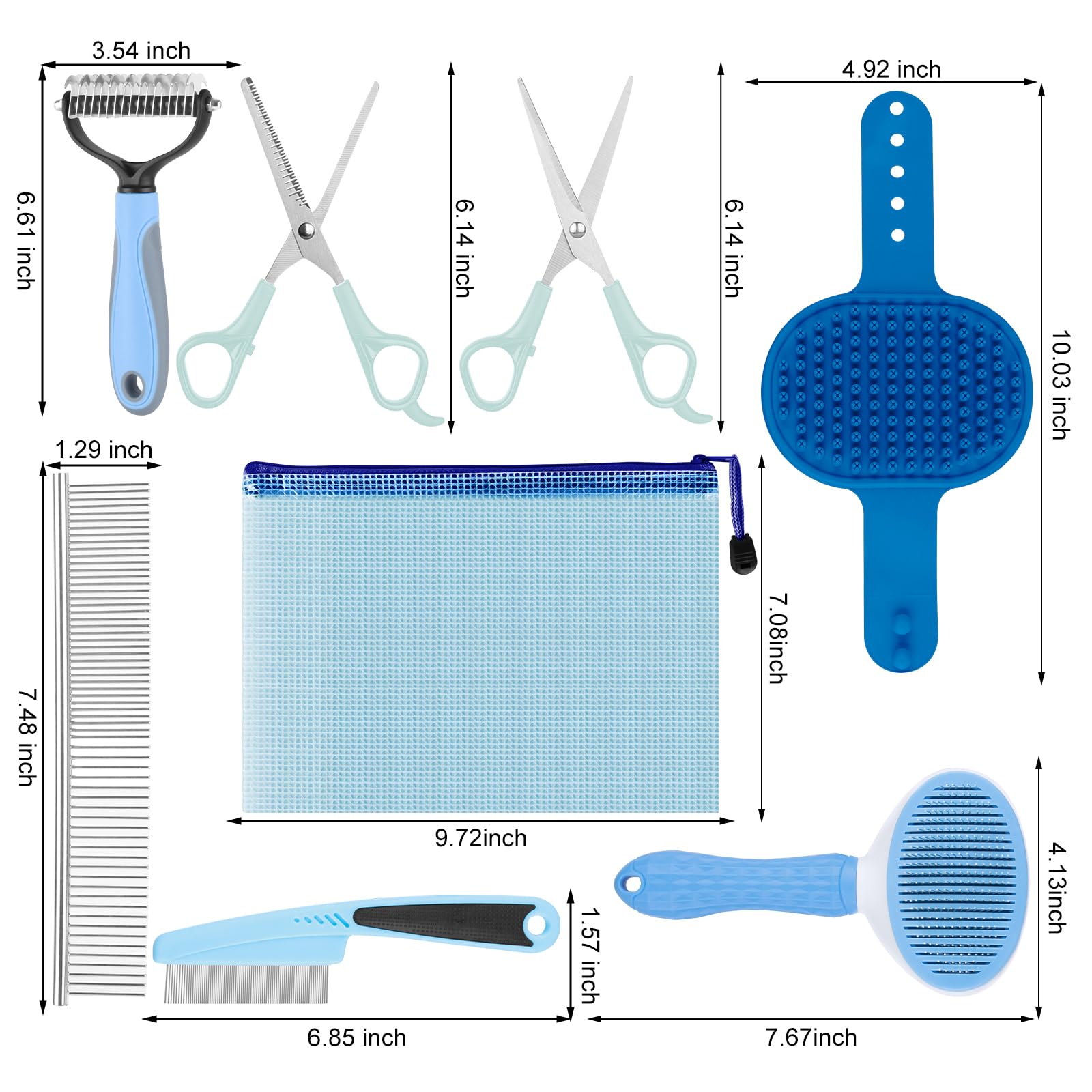 Aiolpy Pet Grooming Kit with Pet Shedding Slicker Brush, Bath Massage for Rabbit, Puppy, Kitten, All Hair Types, Includes Multip