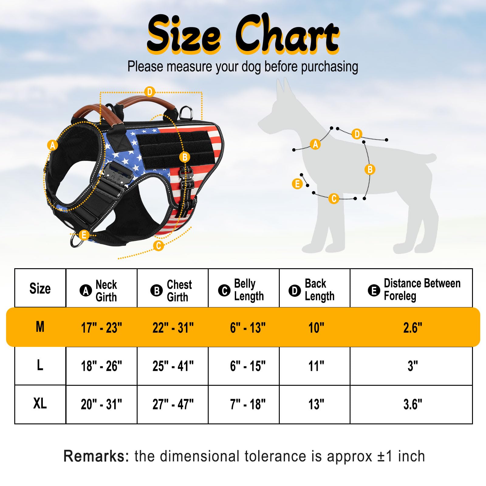 Service Dog Vest - HEYCAHVA Tactical Dog Harness Full Metal Buckles for Large Medium Dogs Reflective No Pull Dog Harnesses with