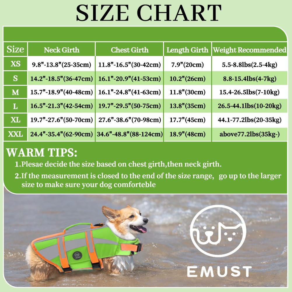 Emust Dog Life Vests, Adjustable Dog Life Jackets For Small Dogs With Enhanced Buoyancy, Small Pet Flotation Vest With Durable R