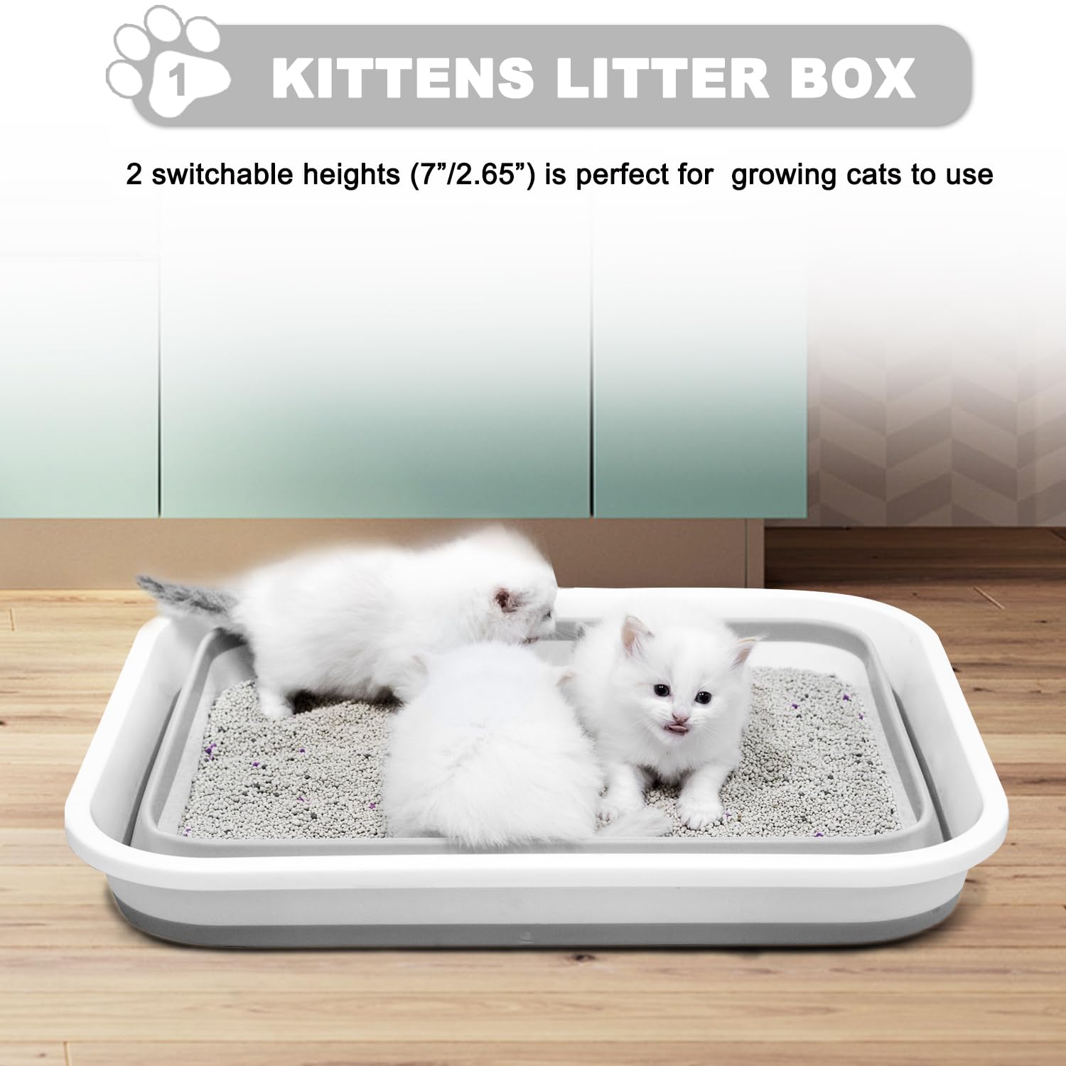 Maohegou Large Cat Litter Box for Kittens to Senior Cat, Elderly and Fat Cat,Elderly cat Mobility Issues,Foldable Travel Litter