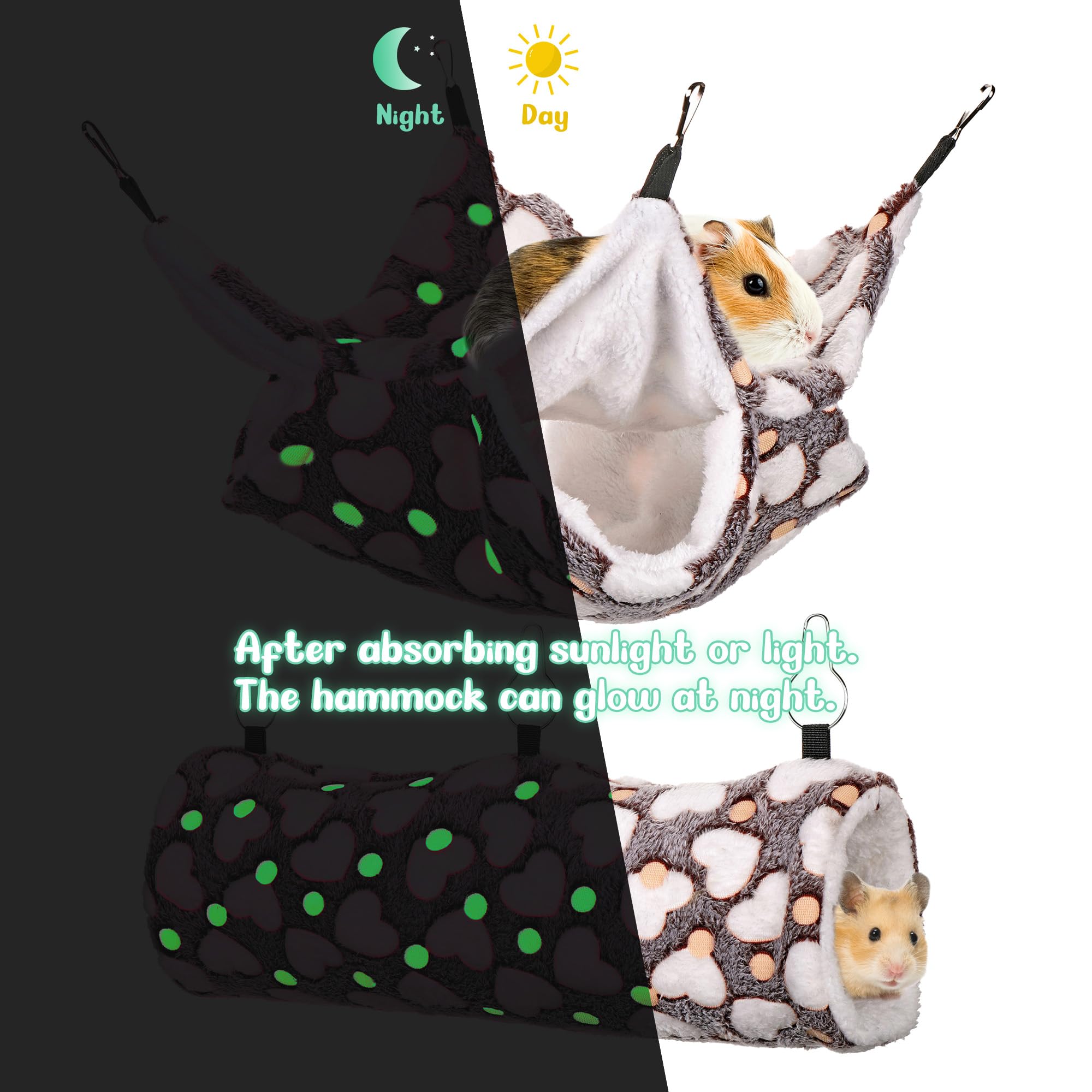 Mogoko Noctilucent Luminous Brown Guinea Pig Rat Hammock Bunkbed Hanging Tunnel And Soft Bed Mat For Ferret Hedgehog Squirrel Hi