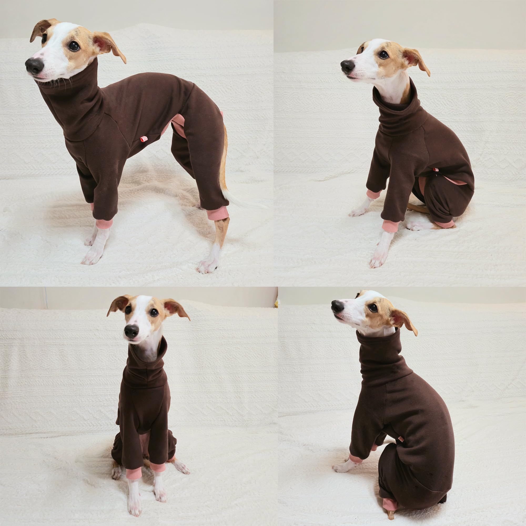 D Doggy Star Italian Greyhound Clothes Strechy Fleeced Lining Simple Onesie Whippet For Dog Coat (Xl,Simple Brown)