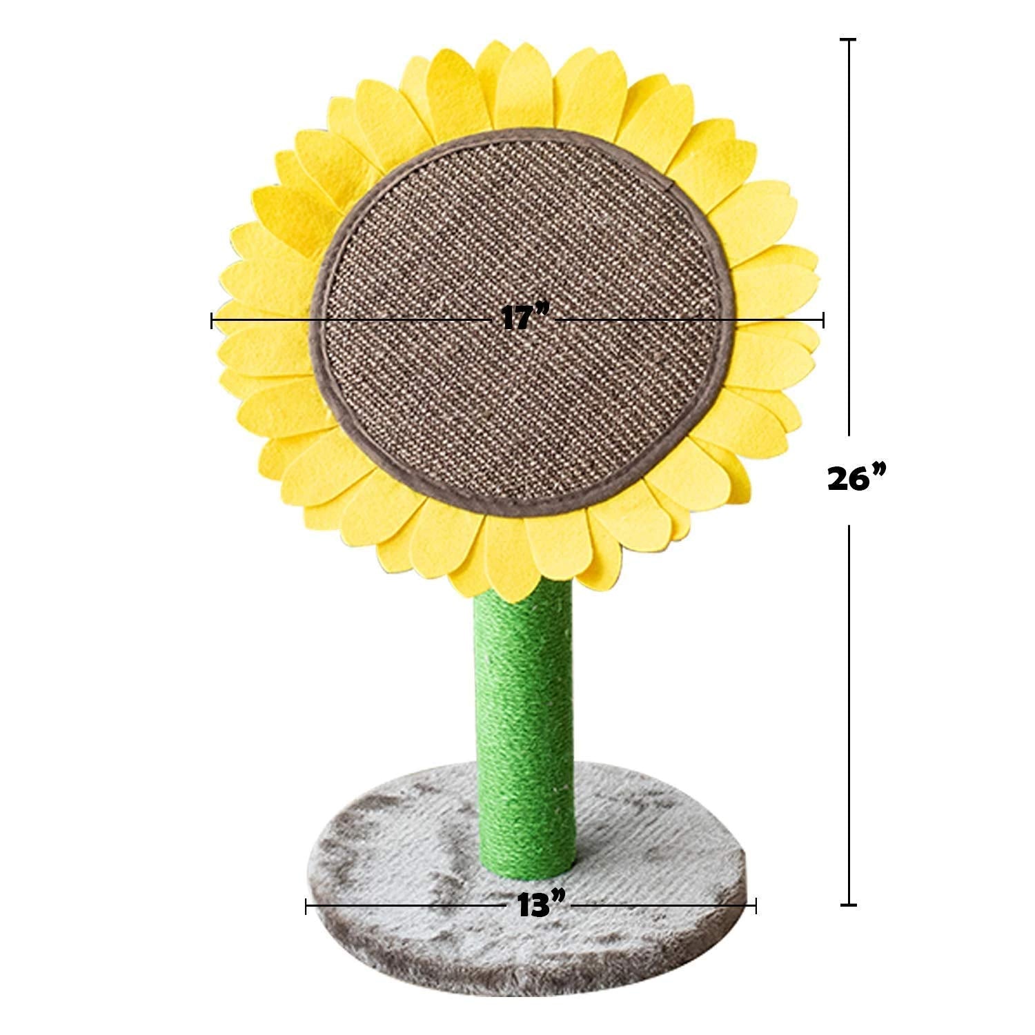 Catry 24' Sunflower Cat Scratching Post, Sunflower Small Cat Bed, 2 In 1 Natural Jute Scratching Pad And Bed With Cat Teaser Bee Toy