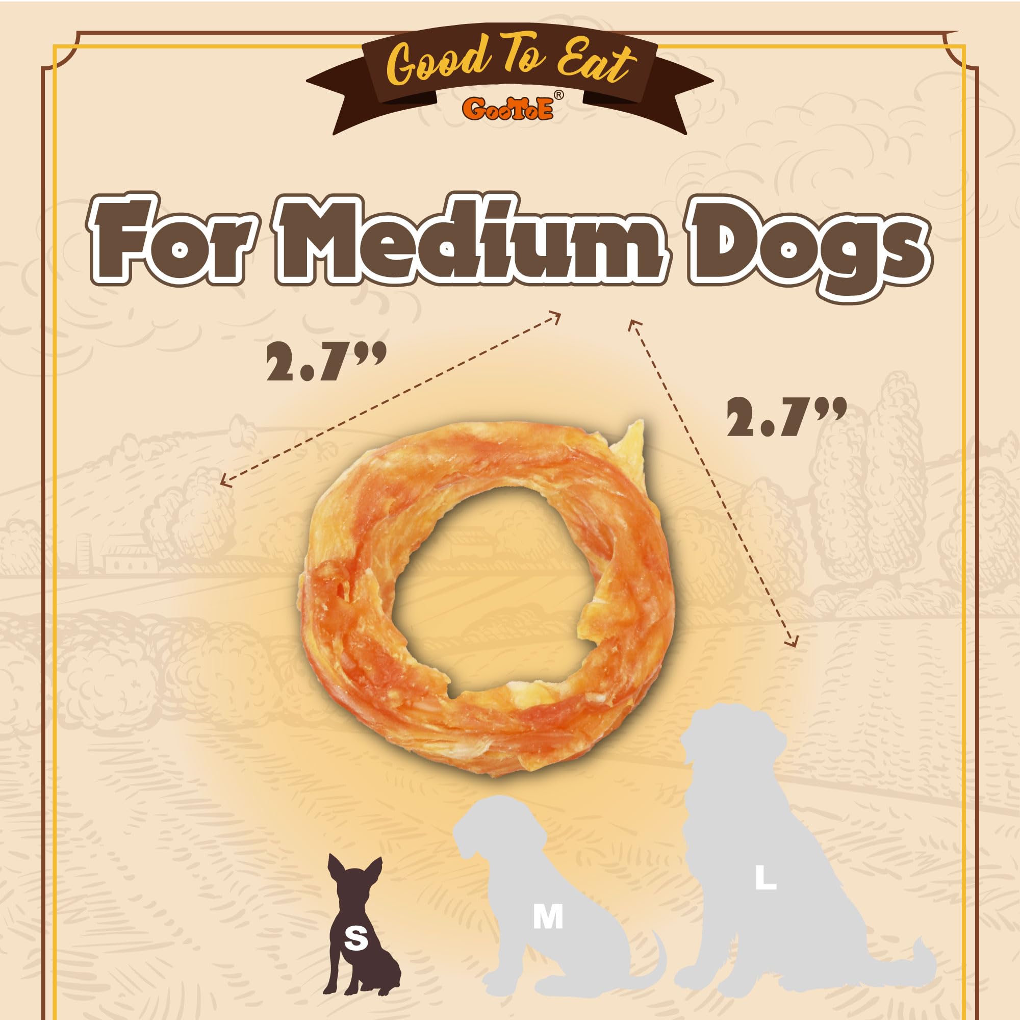 Gootoe Turkey Tendon Dog Treats, Ring (S) 1 lb, 100% USA Sourced Turkey, Natural Snack, Premium Puppy Chews, Hypoallergenic, Raw