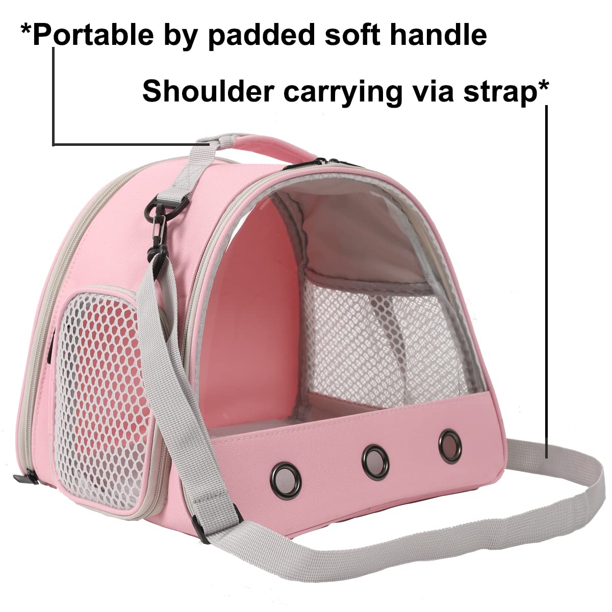 Bearded Dragon Carrier, Lizards & Small Animal Travel Carrier For Sugar Glider, Hedgehog, Rat, Parrot, Bird & Guinea Pig - Portable, Two-Pig Pink Carrier