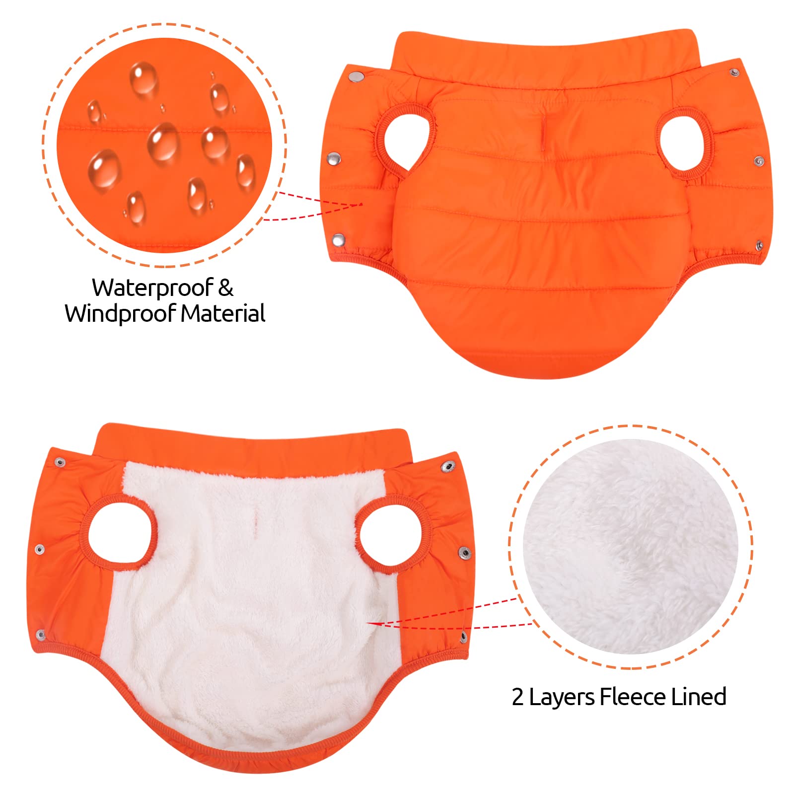 Asenku Windproof Dog Winter Coat Waterproof Dog Jacket Warm Dog Vest Cold Weather Pet Apparel With 2 Layers Fleece Lined For Small Medium Large Dogs (Orange, 3Xl)