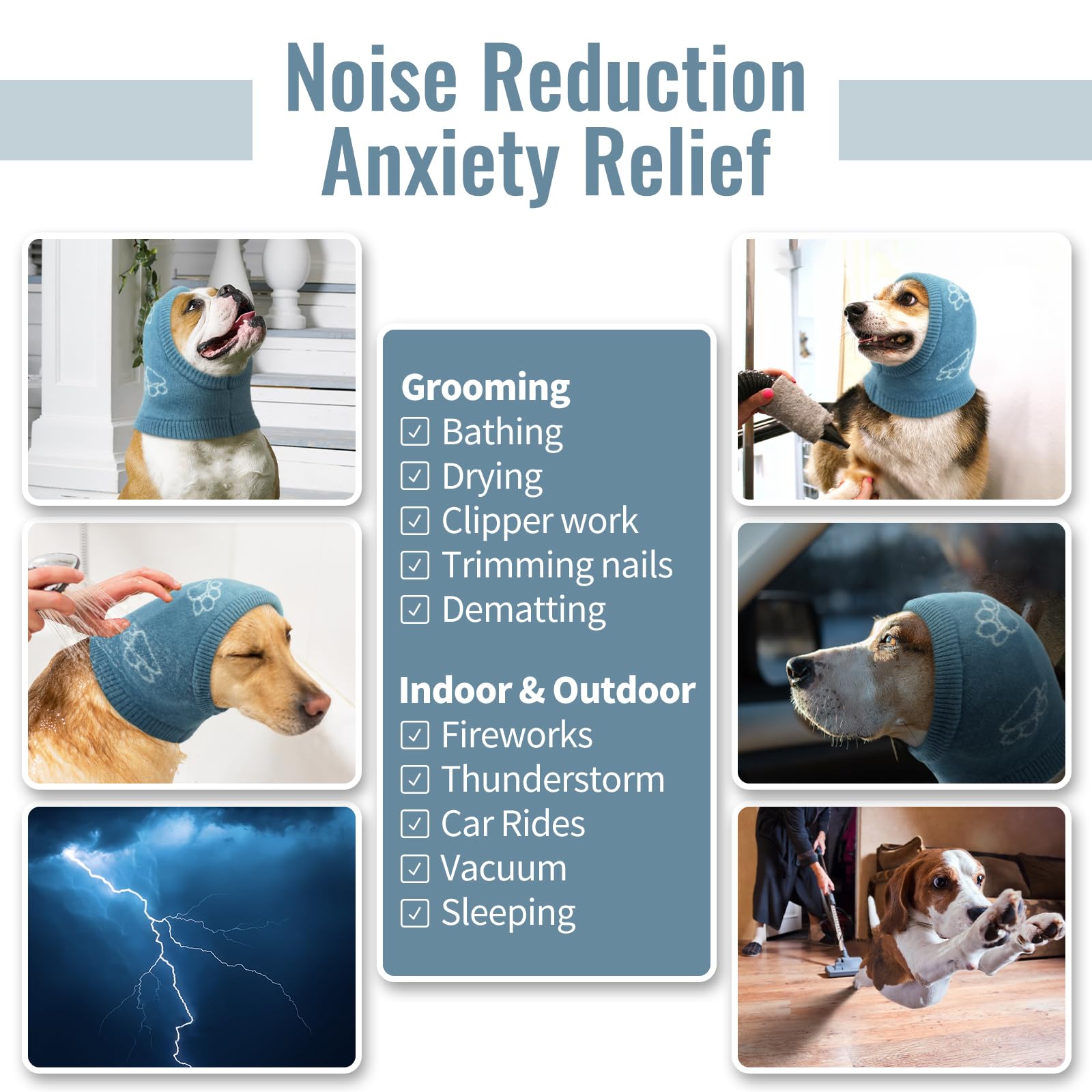 Nanaki Dog Hats Dog Calming Hoodie Dog Ear Covers Dog Head Cover Dog Ear Protector Hematomas Ear Wraps For Dogs No Shake Ear Wra