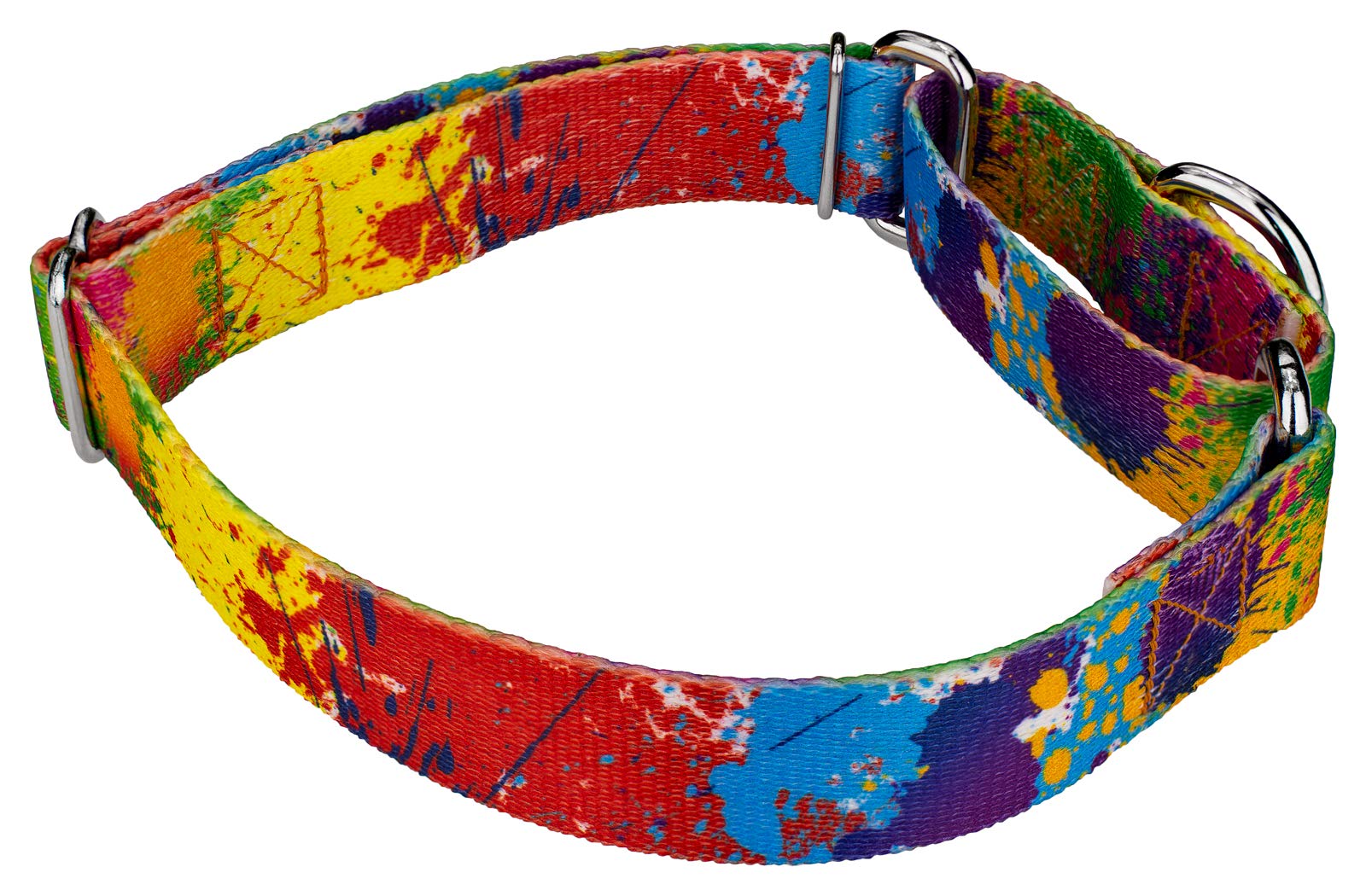 Country Brook Petz - Paint Splatter Martingale Dog Collar - Groovy Collection Featuring Far Out Designs (1/2 Inch, Extra Small)