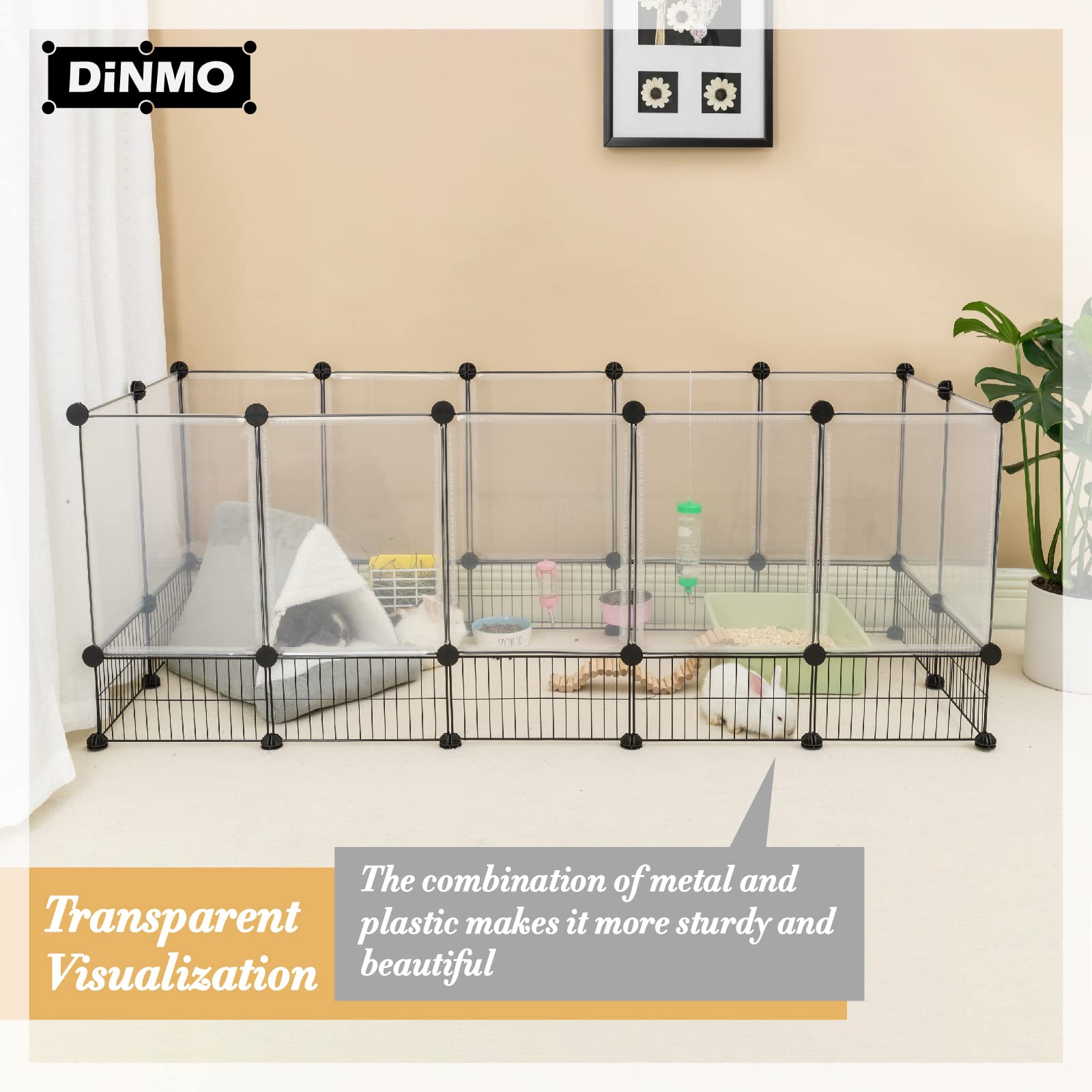 Dinmo Rabbit Playpen, Guinea Pig Cages, Hamster Cages, Iron Net Bottom Design For Small Animal, Bunny, Ferret, Hedgehog, Diy, Ex