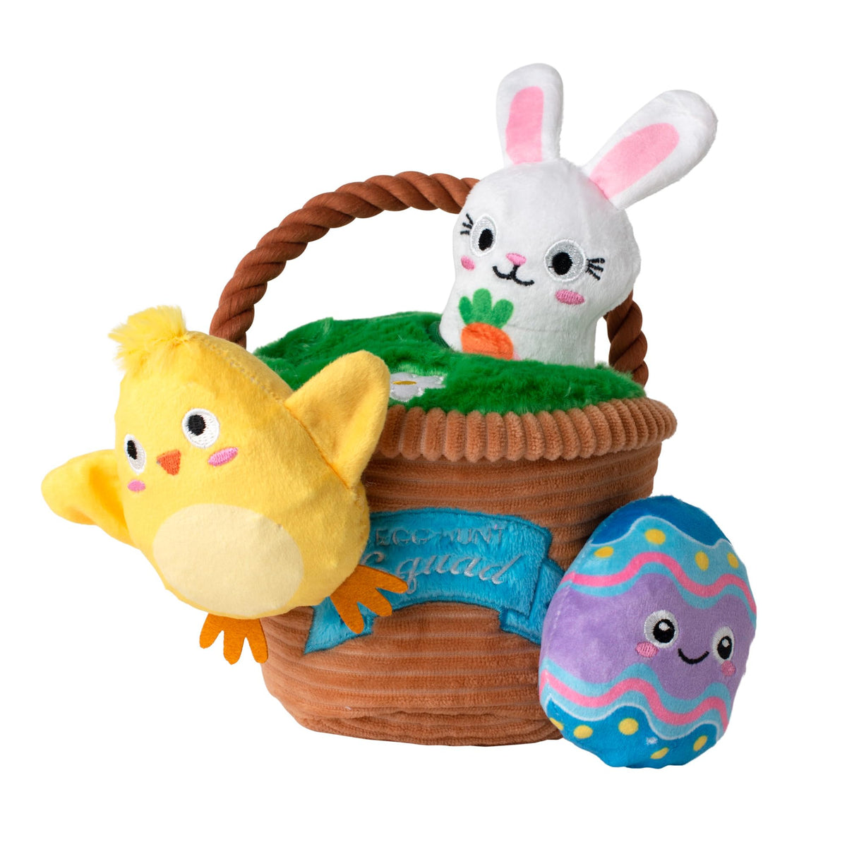Fringe Studio Plush Dog Toy, Hide & Seek Burrow 4 Pieces Set, Egg Hunt Squad, Petshop Collection (289253)