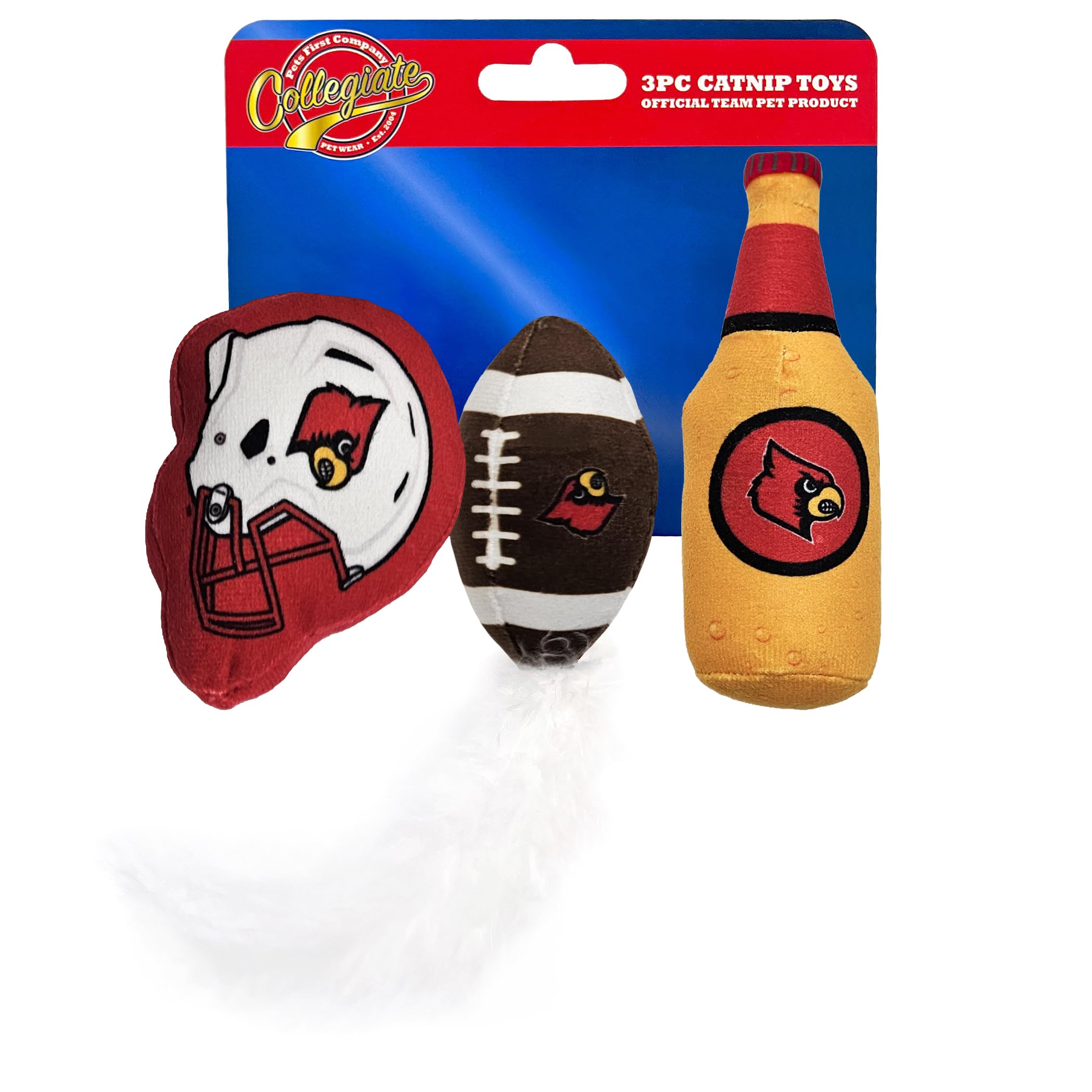 Pets First Best Plush Cat Toy Ncaa Louisville Cardinals Complete Set Of 3 Piece Cat Toys Filled With Fresh Catnip. Includes: 1 H