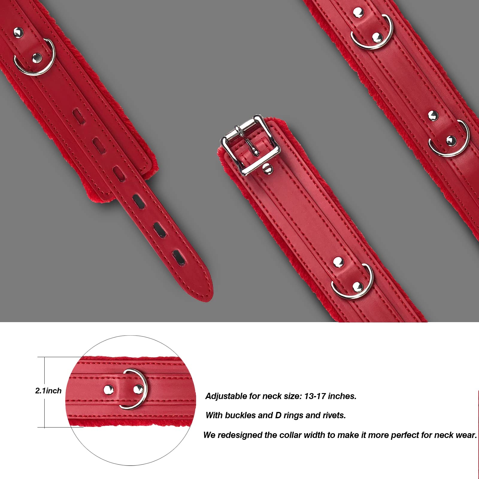 Gothic Leather Choker Collar, Pu Leather Fur Lined Pet Collars Necklace With Long And Durable Detachable Leash Chain Pet Collars