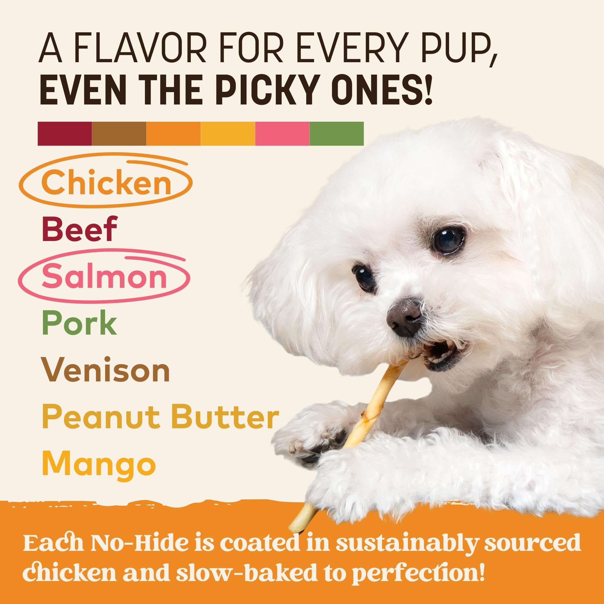 Earth Animal No Hide Stix - Long Lasting Rawhide Free Small Dog Chews Sticks, Chicken & Salmon Variety Bundle - 40 Count Value P