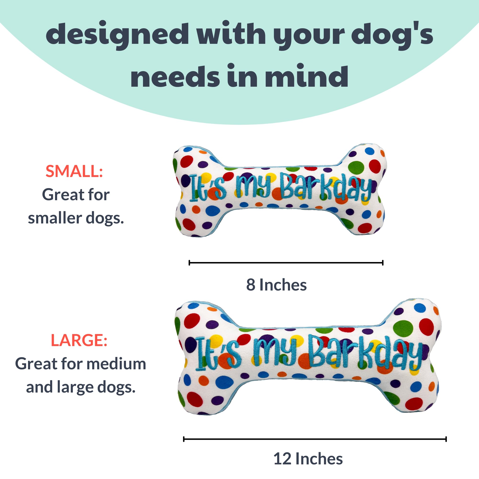 Huxley & Kent For Dogs - It'S My Barkday Bone (Large) - Birthday Funny Dog Toy - Power Plush Dog Toy With Squeaker - Fun, Durabl