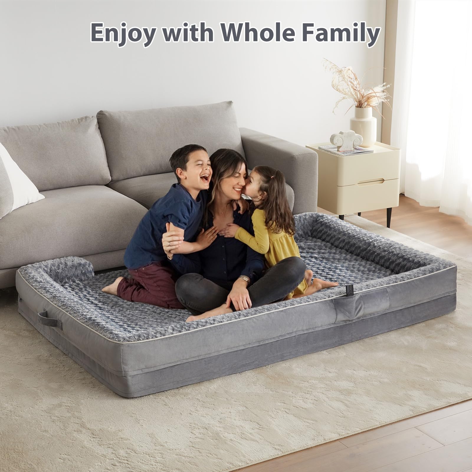Wnpethome Human Dog Bed For People Adults, Washable Faux Fur Nap Bed Adult Oval For People, Calming Human Size Giant Dog Bed Fit