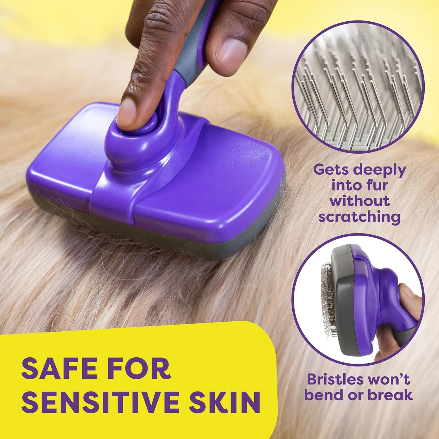 Hertko Dog & Cat Brush, Dog Brush For Shedding, Cat & Dog Grooming, Self Cleaning Slicker Brush For Pets, Grooming Brushes For L
