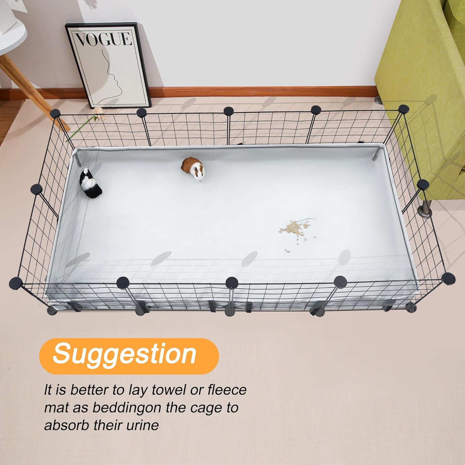 Dzwlkj Guinea Pig Cage Liner Tarp Bottom Waterproof And Washable Base Also For Rabbits, Bunny, Chinchesillas, Hedgehog, Ferrets