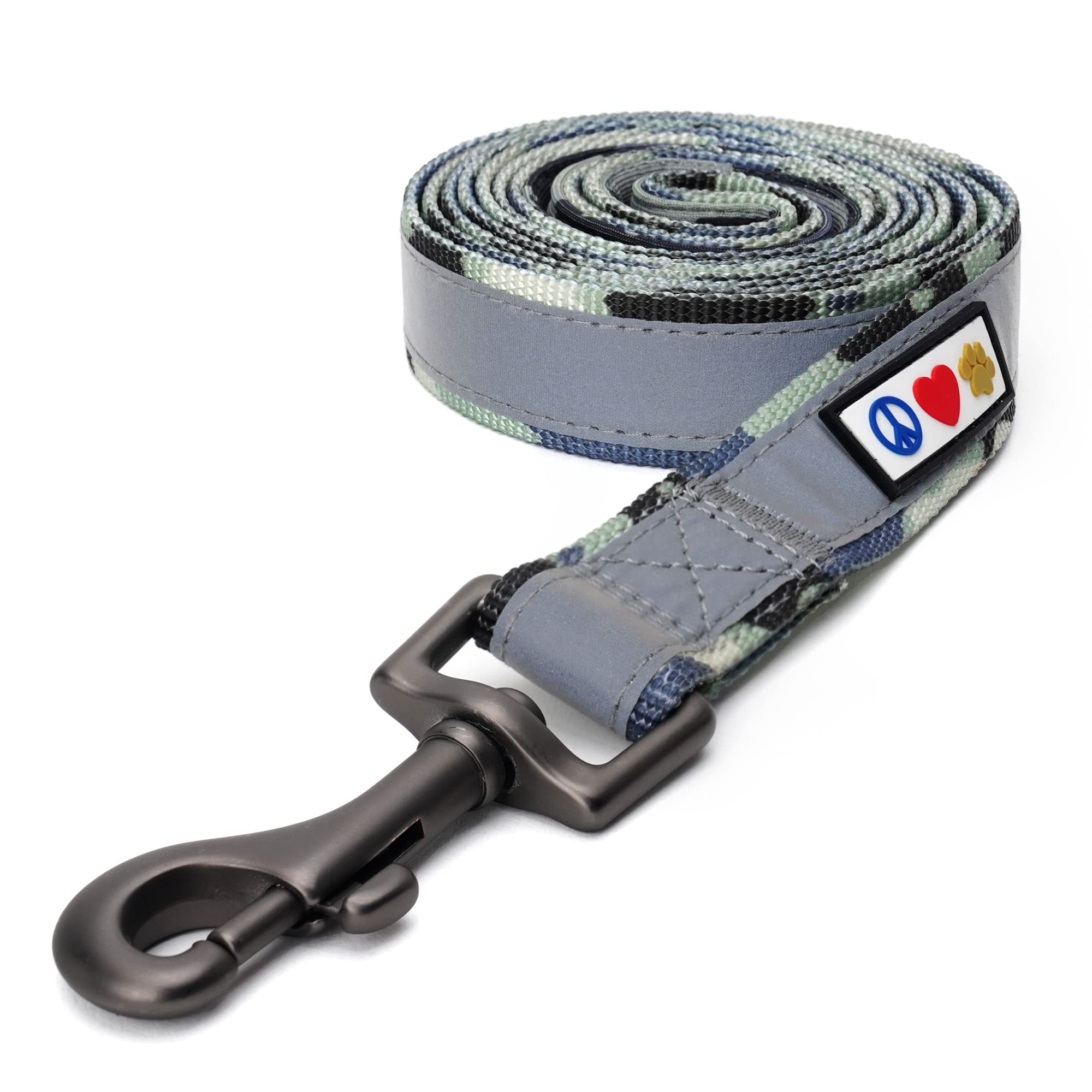 Pawtitas 6 FT Padded Dog Leash with Comfortable Neoprene Padding Handle - Camo Grey Lead for Extra Small & Small Dogs