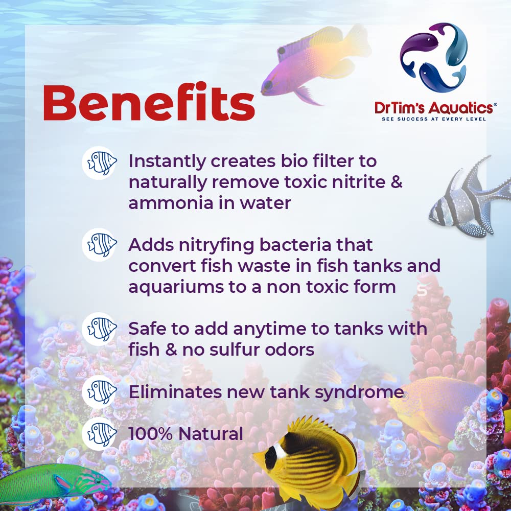Dr. Tims Aquatics Saltwater One & Only Nitrifying Bacteria - For New Fish Tanks, Aquariums, Water Filtering, Disease Treatment -