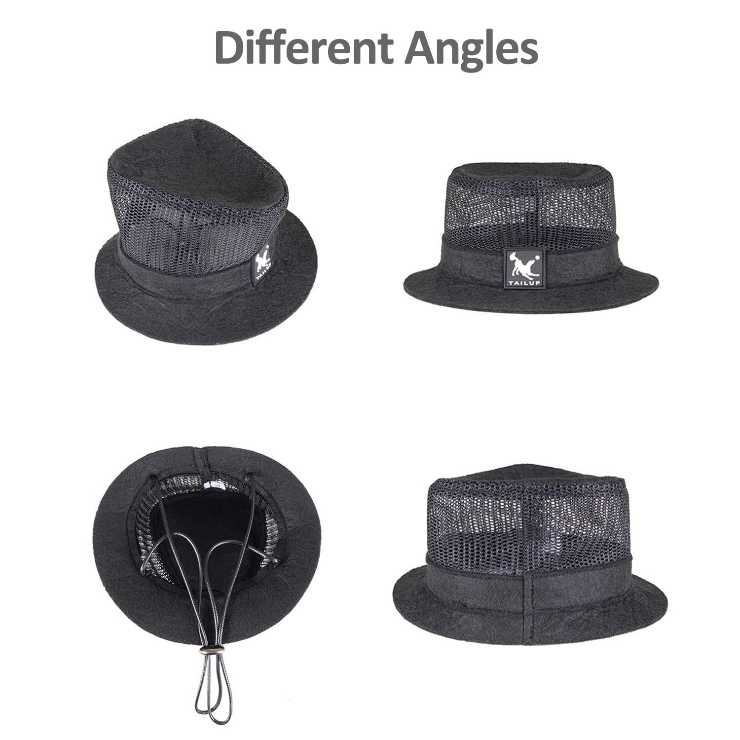 Harikaji Dog Top Hat,Pet Round Straw Hat,Dog Visor Mesh Sun Cap,Bucket Cap For Small Medium Large Dog Cats Rabbits(Black,L)