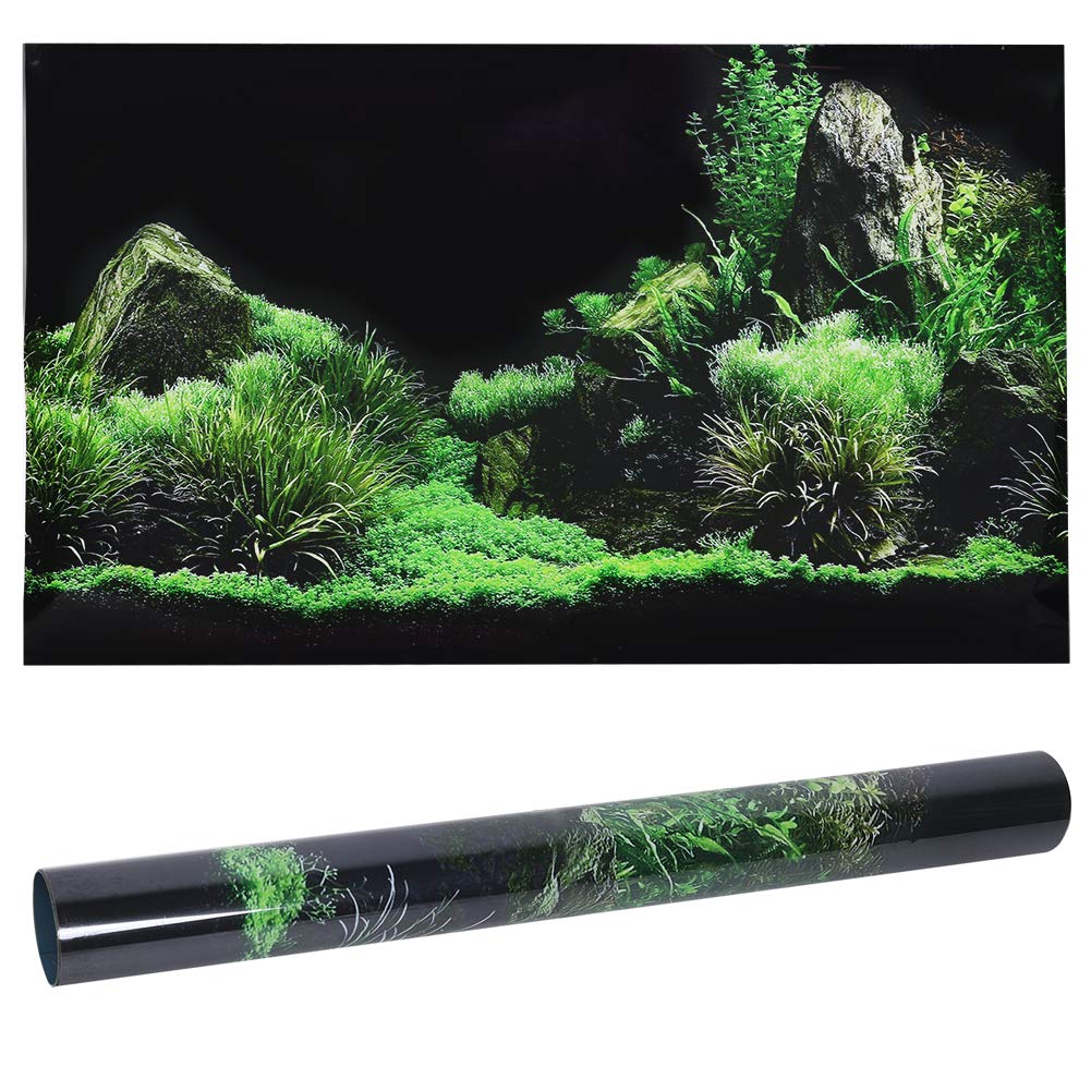 Gloglow Aquarium Background Sticker, Aquarium Seafloor Water Grass Background Pvc Adhesive Landscape Image Fish Background Poste