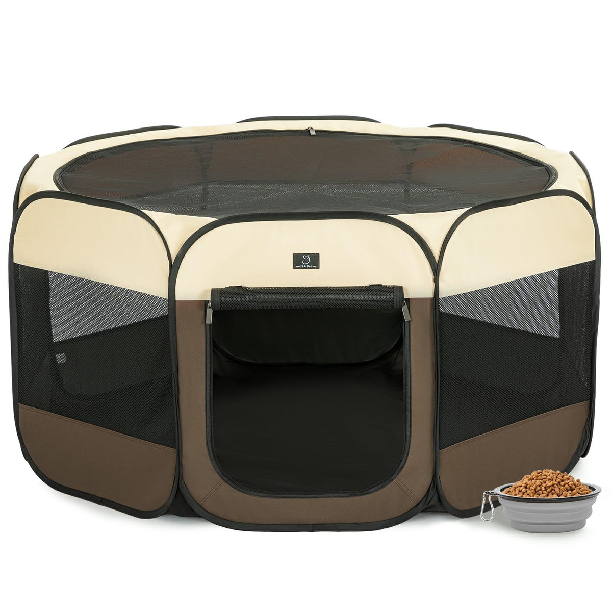 A4Pet Portable Foldable Pet Playpen, Dog Playpen Indoor/Outdoor - Ideal For Dogs, Cats, Rabbits - Removable Zipper & Collapsible Travel Bowl