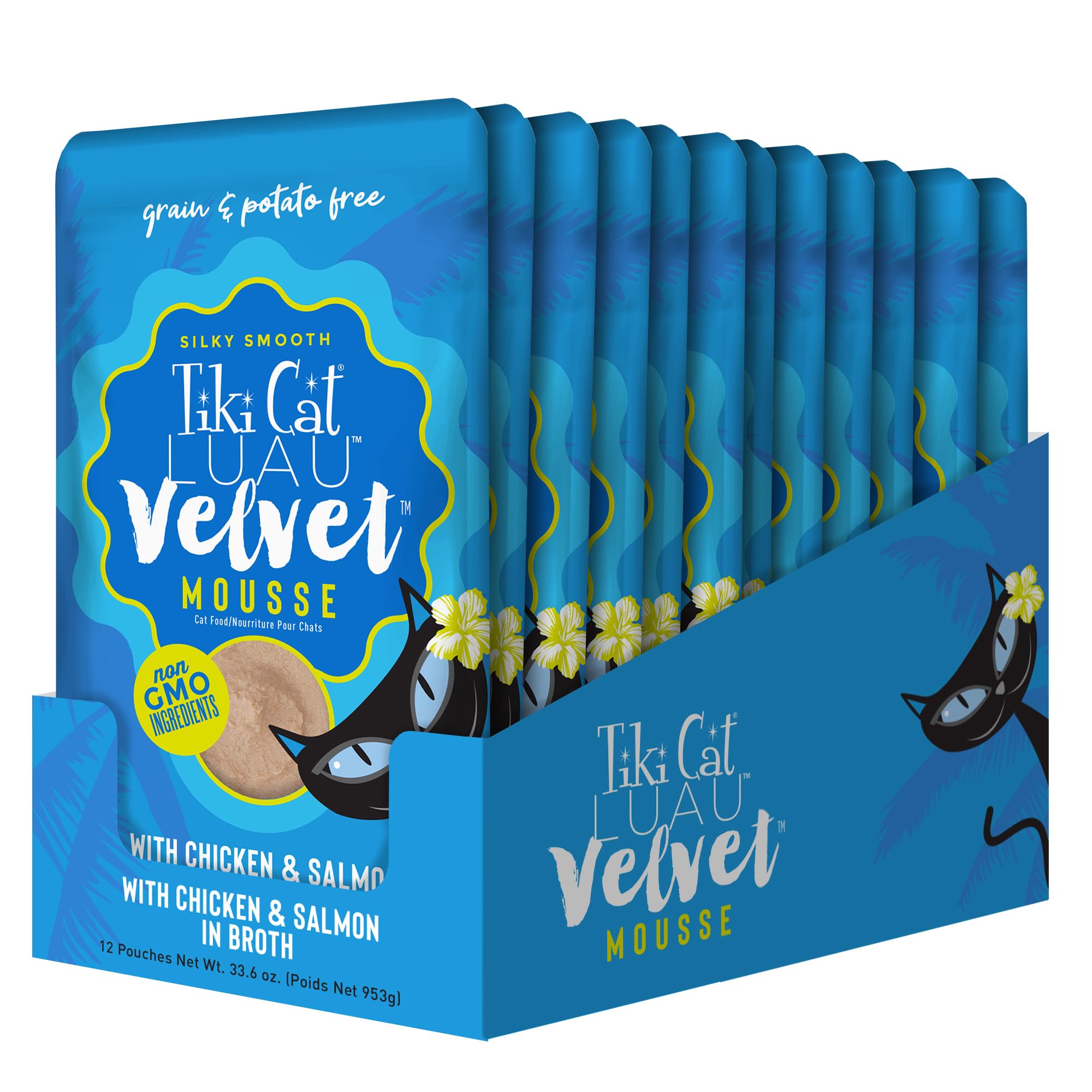 Tiki Cat Luau Velvet Mousse, Chicken & Salmon in Broth, Complete Nutrition for Balanced Diet, Wet Cat Food For All Life Stages,