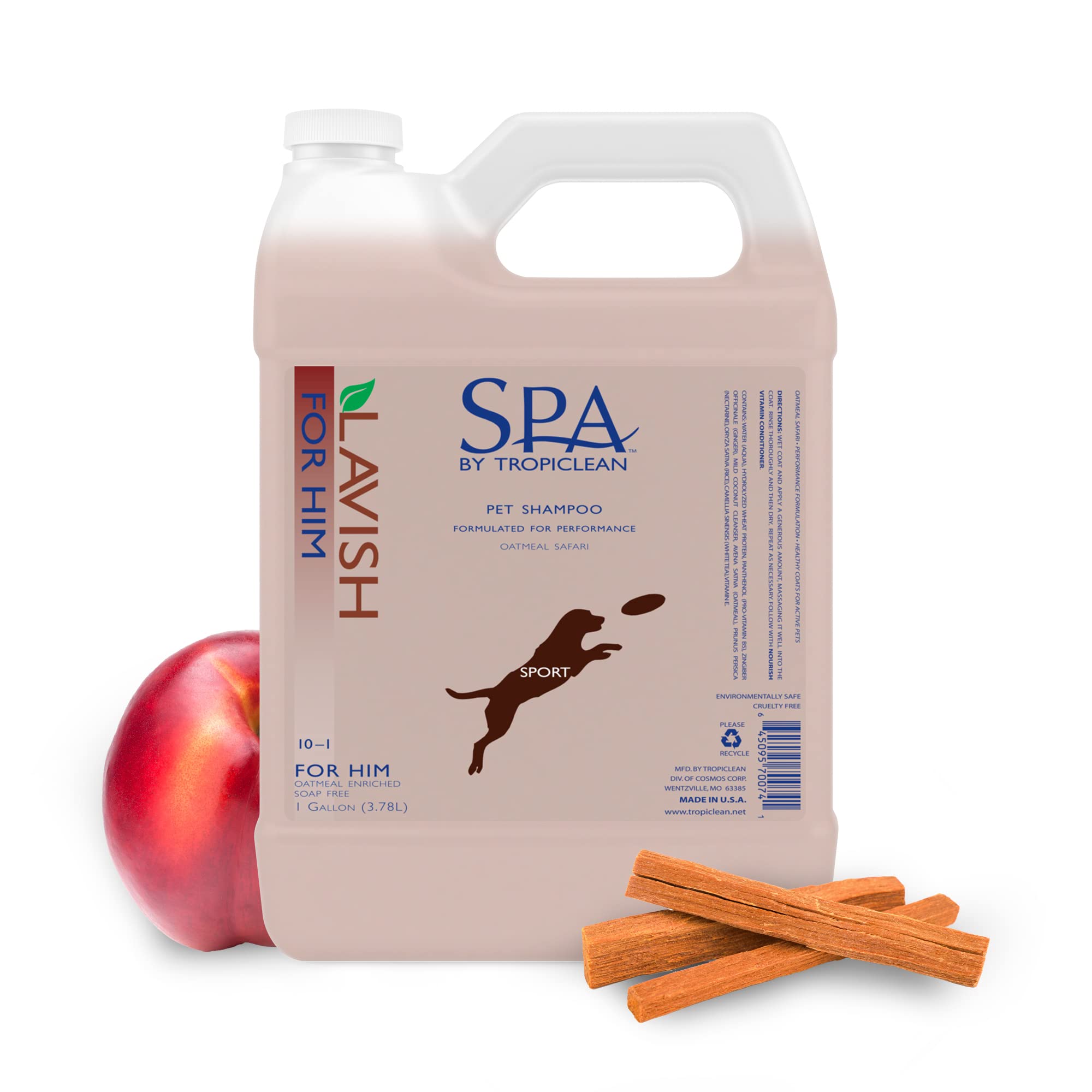 Tropiclean Spa Lavish Dog Shampoo | Sporty Scented For Him Deodorizing Dog Shampoo | Naturally Derived Salon Grade Ingredients |