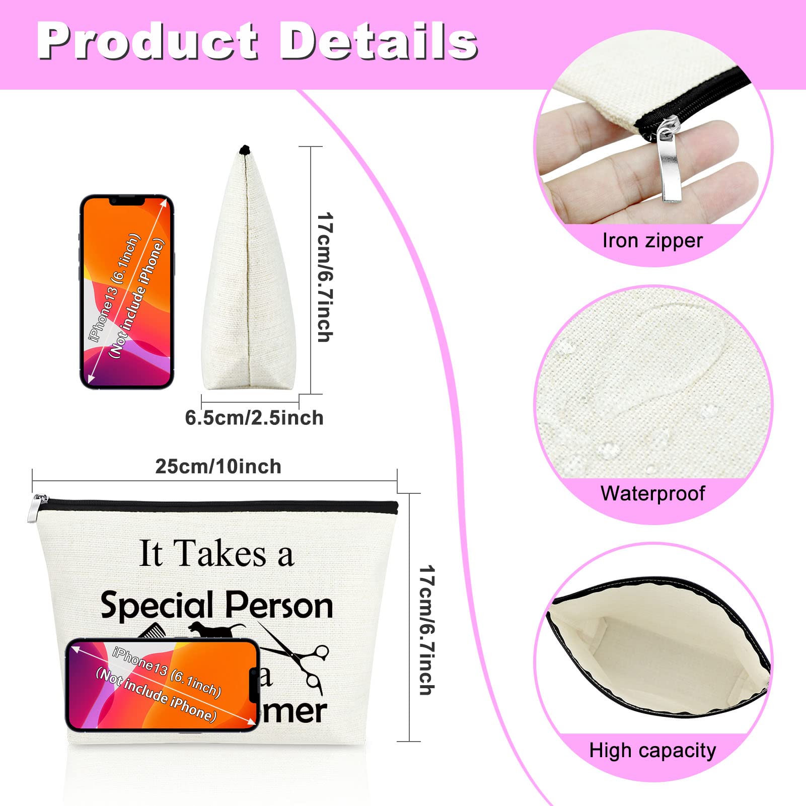 Mxrymvu Dog Groomer Gifts Makeup Bag Dog Groomer Themed Gifts Pet Hair Stylist Appreciation Cosmetic Bag Christmas Thanksgiving