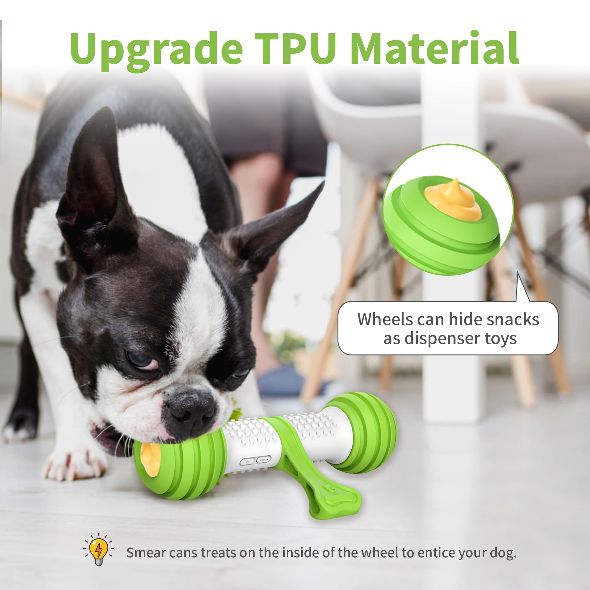 PETGEEK Interactive Dog Toy - Motion Activated USB Rechargeable Bone for Medium Large Dogs - Green Automatic Dog Toy for Boredom & Stimulation