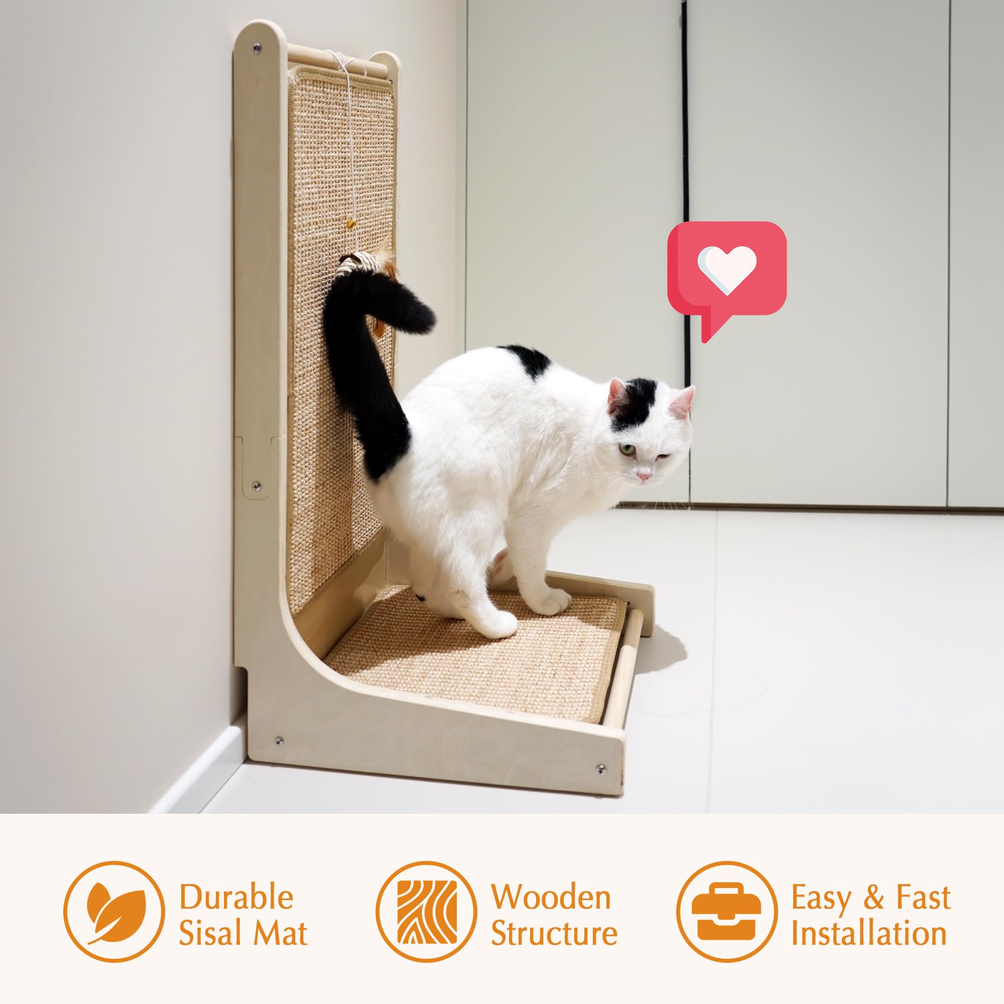Petkaray Cat Scratcher, Sisal Cat Scratch Pad, L Shape Scratching Board For Indoor Kitty, Floor Mounted Scratcher With Mouse Toy
