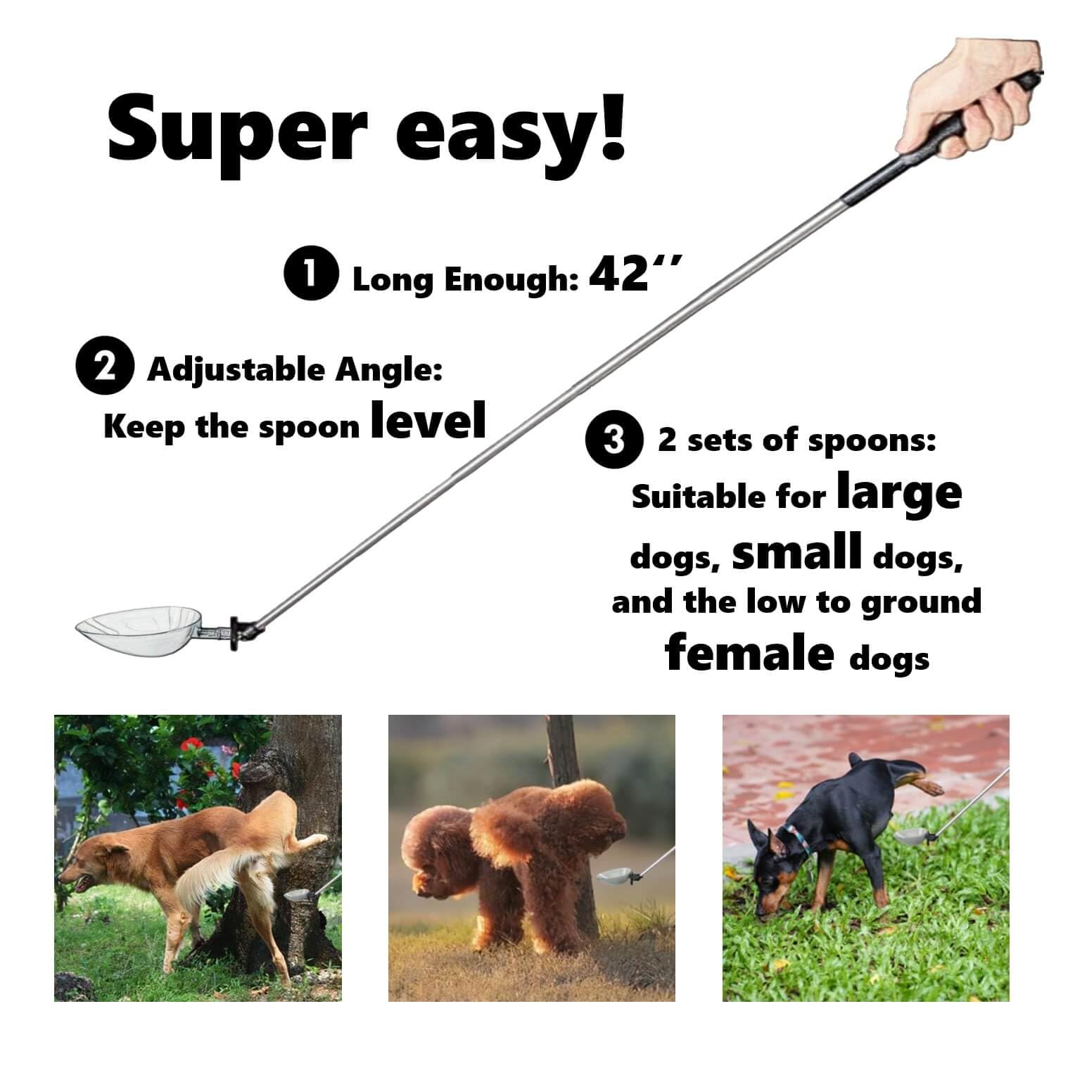 Inenya Dog Cat Urine Collector- Telescopic Handled Dog Pee Sample Catcher For Veterinary Supplies, Urine Stick For Small Large F