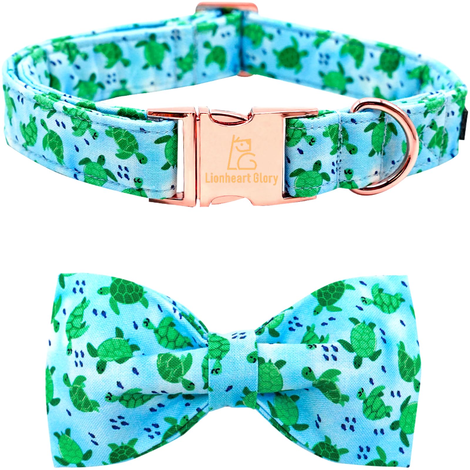 Lionheart glory Dog Collar Bow Collar Blue Dog Collar with Bow Summer Collar Dog Boy or Girl Soft Durable Adjustable Dog Collars