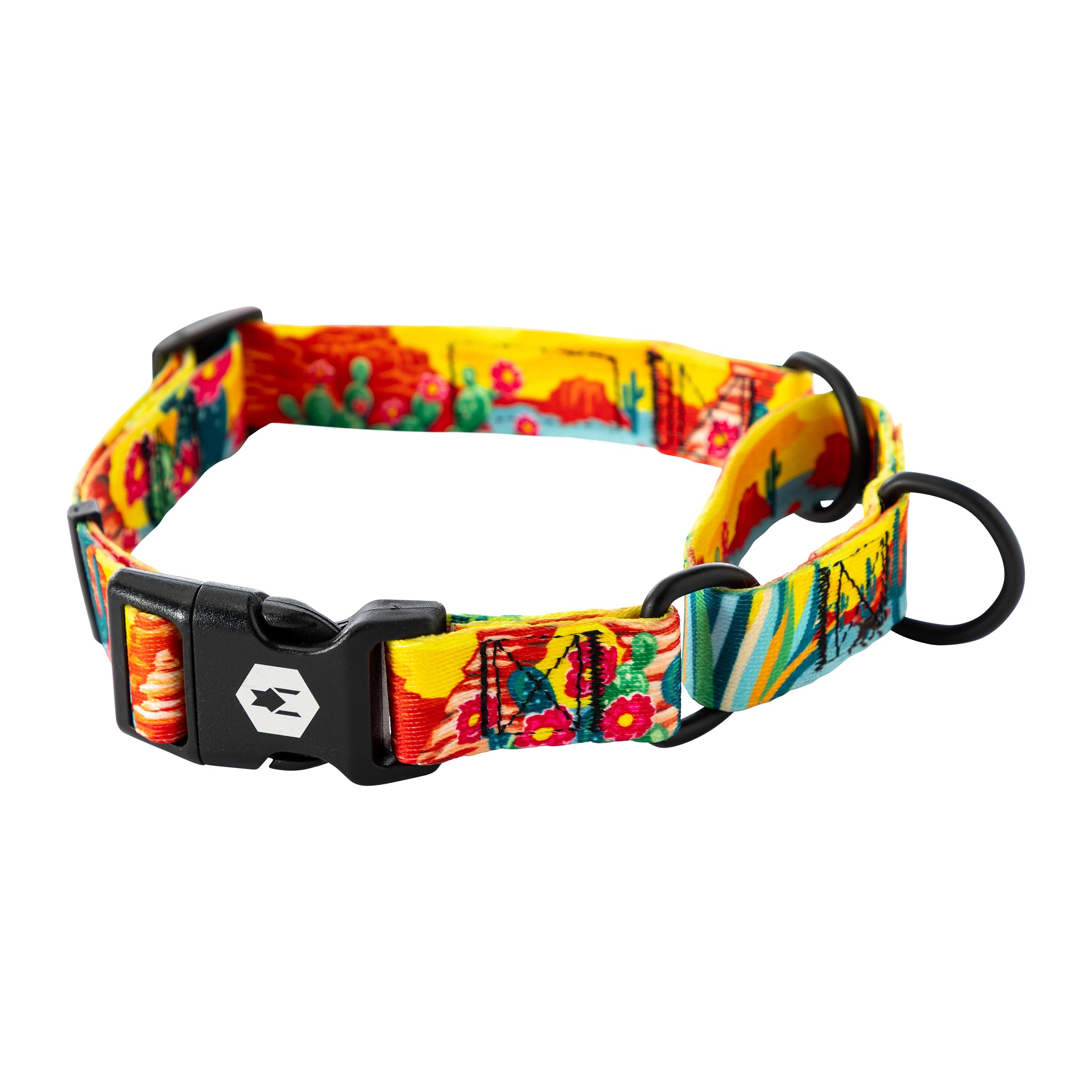 Wolfgang Heavy Duty Martingale Dog Collar With Quick Release Nylon Buckle For Walking & Training, Packleader Print, Medium