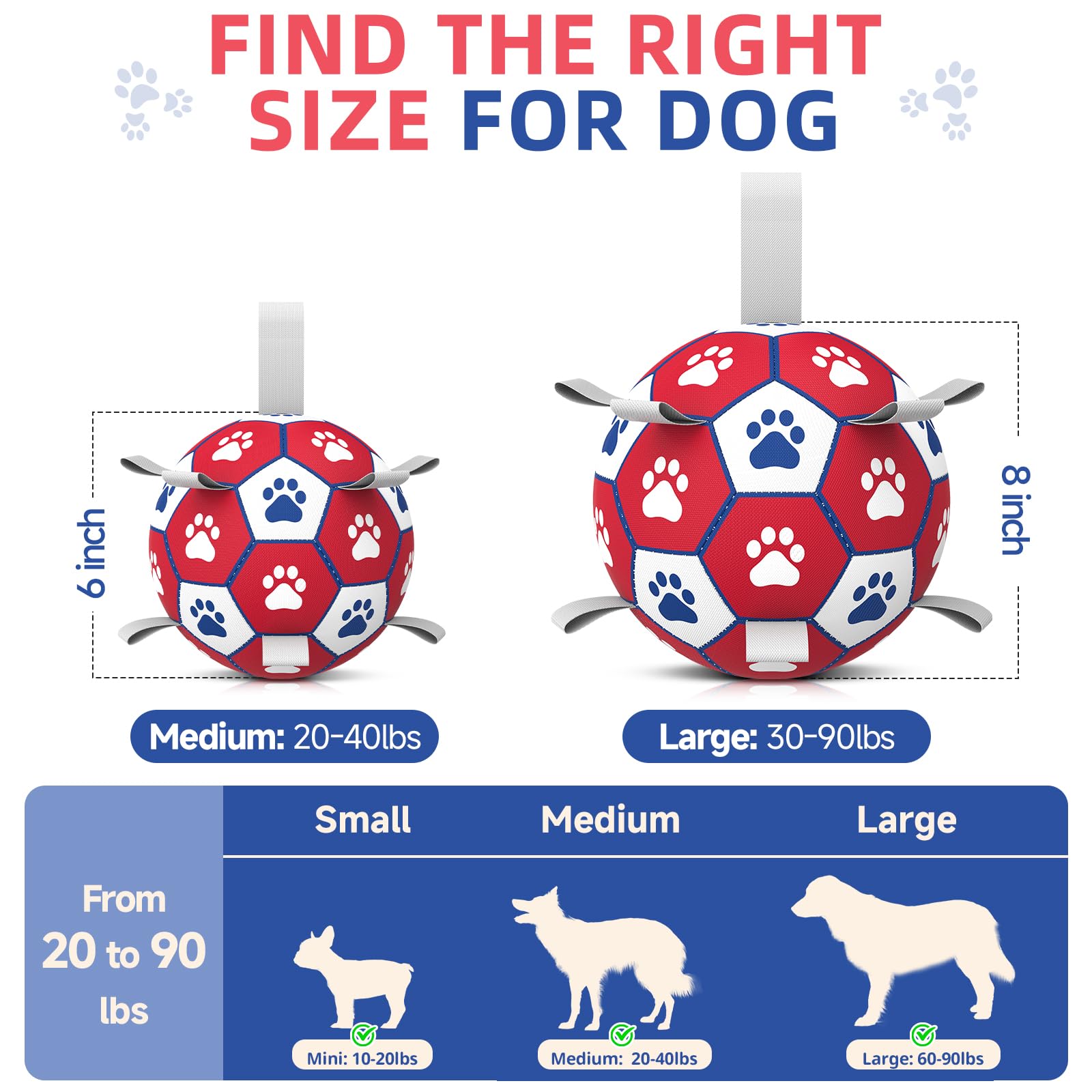 Dog Balls, Interactive Dog Toys For Tug Of War, Dog Soccer Ball With 9 Nylon Straps For Indoor Outdoor, Dog Toys For Small Dogs