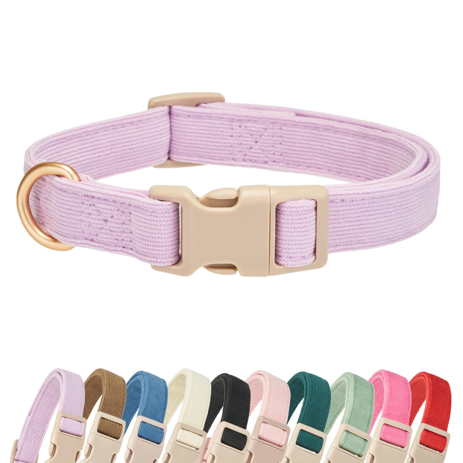 Yudote Soft Cotton Dog Collar Adjustable Corduroy Dog Collars For Small Medium Large Dogs(Purple,Small)