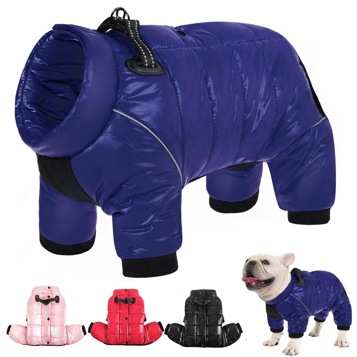 Aofitee Dog Coat, Waterproof Dog Jacket For Winter, Warm Fullbody Dog Snowsuit, Zip Up Fleece Dog Vest, Cold Weather Dog Coats With Reflective Stripes, Outdoor Windproof Dog Apparel For Small Dogs, Xl