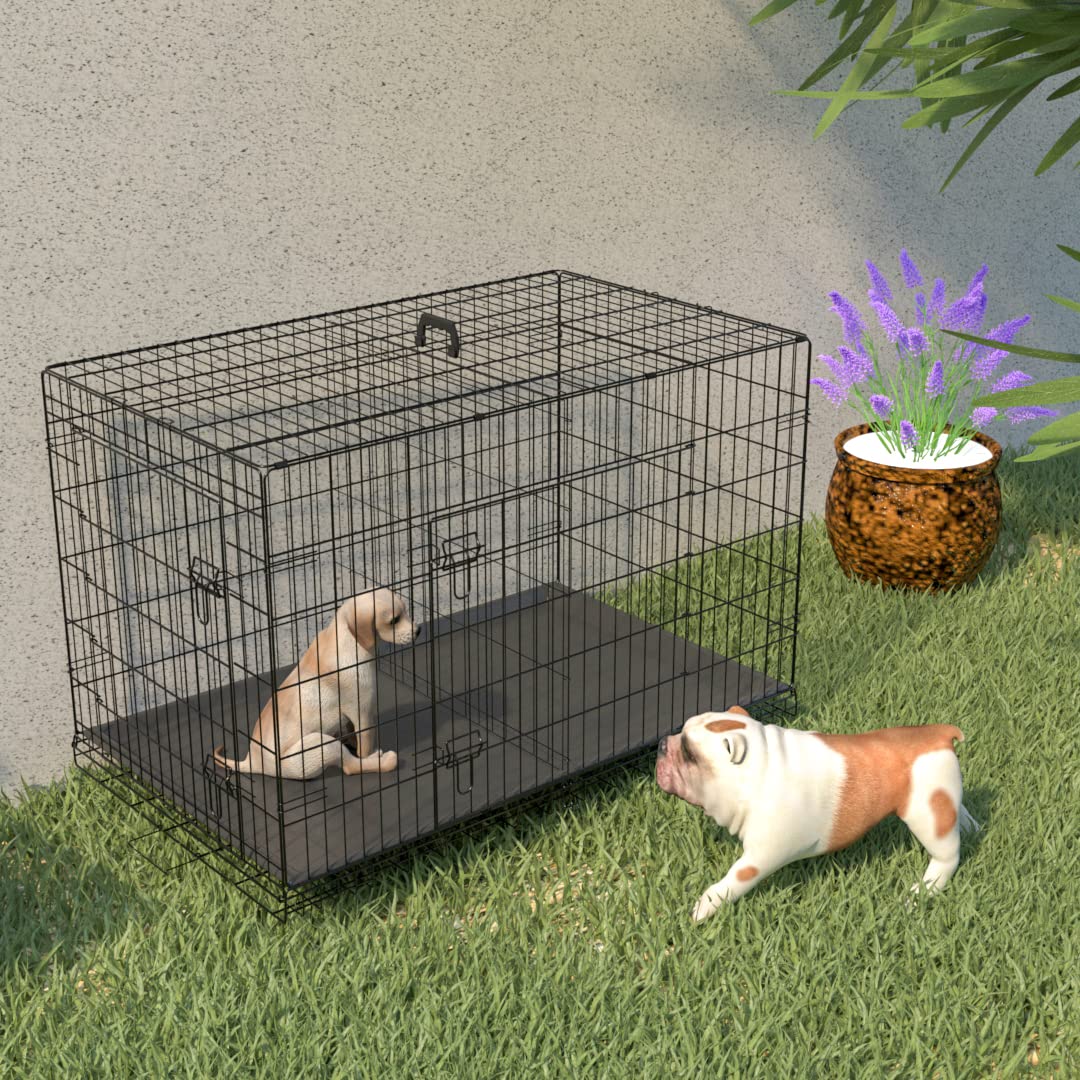 Large Dog Crate | Xl 42 Inch Dog Crates For Large Medium Small Dogs | Dog Kennel Indoor Outdoor Dog Cage | Portable Metal Wire C