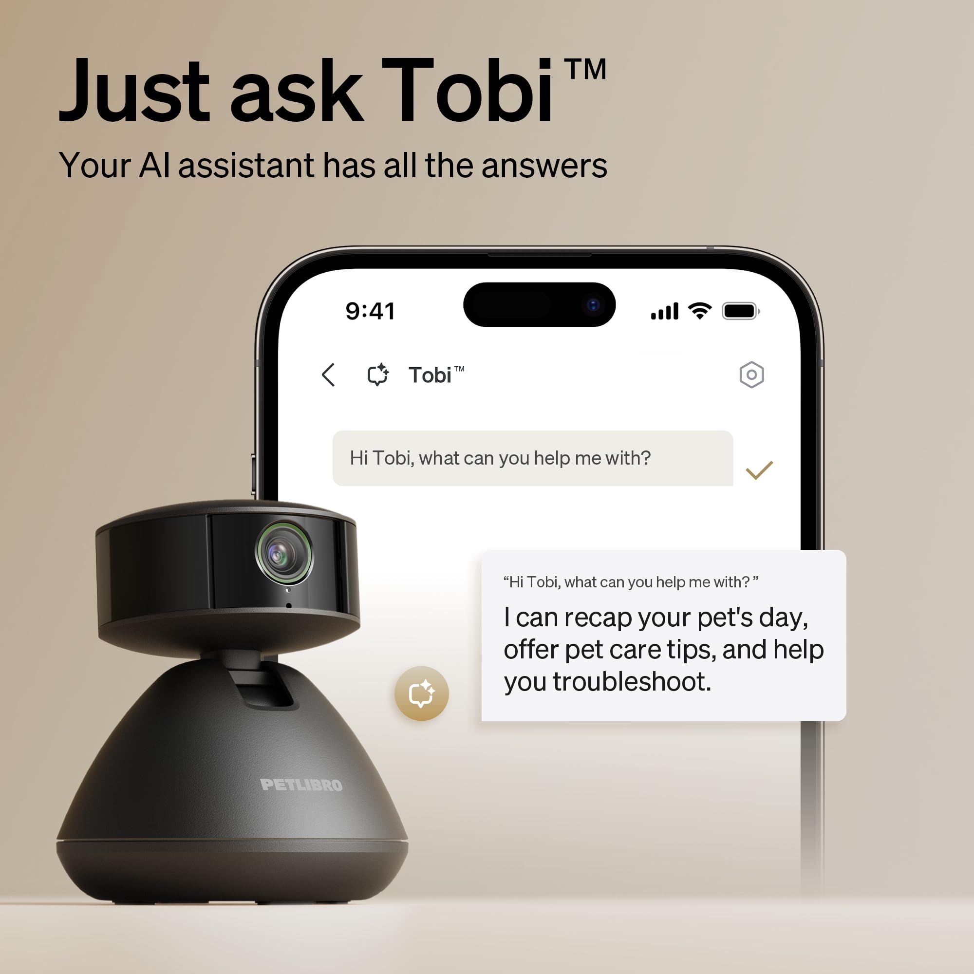 PETLIBRO AI Pet Camera Indoor with Phone App, 360 Auto Tracking Dog Camera Multi-Pet Recognition & AI Day Summary, 1080p Cat Cam