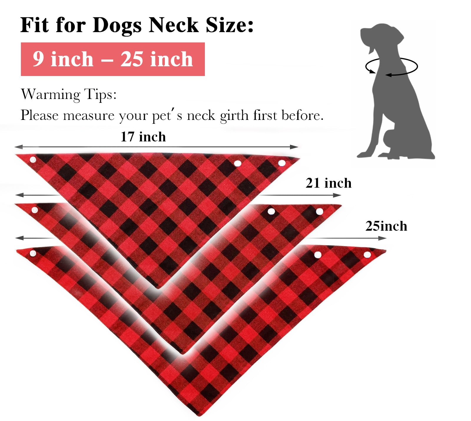 2Pcs Chirstmas Red And Black-White Plaid Dog Bandanas With Button, Dual Layer Scarf Soft Cotton Triangle Bib Girls And Boys Kerc