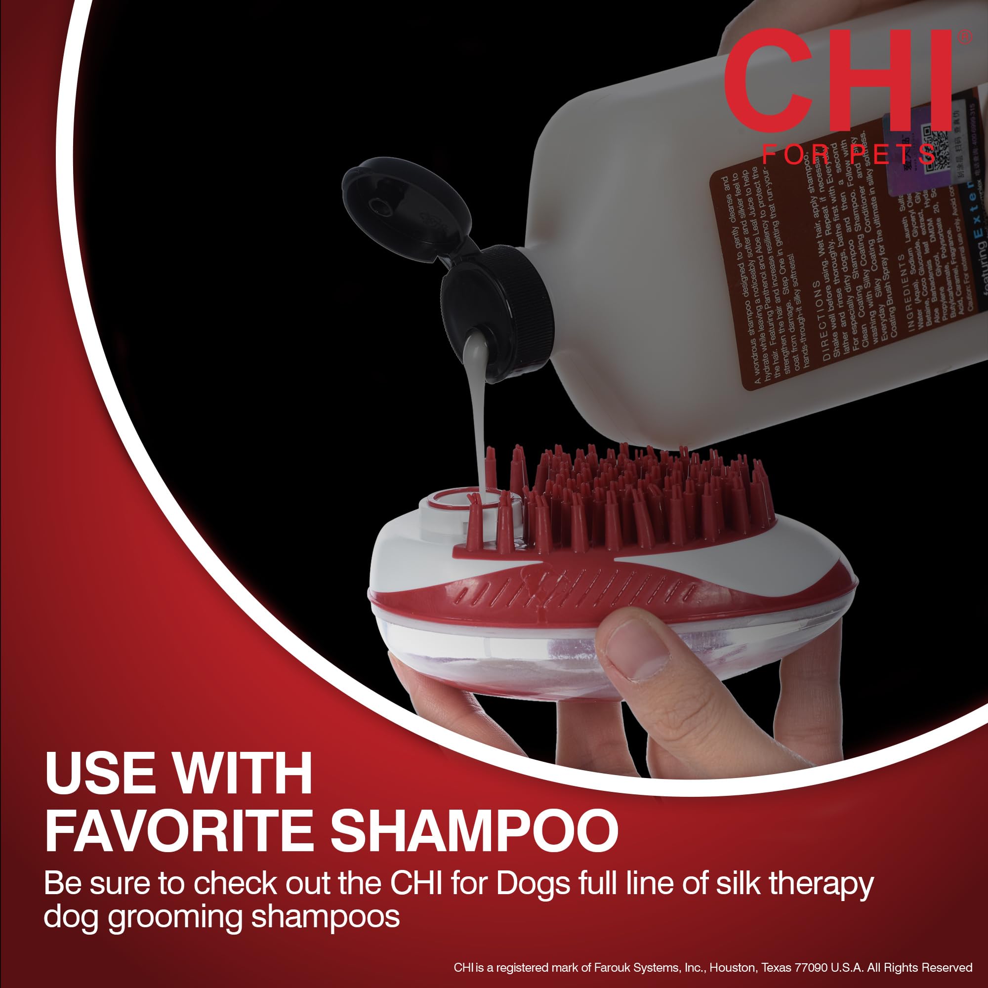 Chi For Dogs Soap Dispensing Palm Brush For Dogs | Dog Grooming Brush With Soap Dispenser | Hand Tool For Dog Grooming