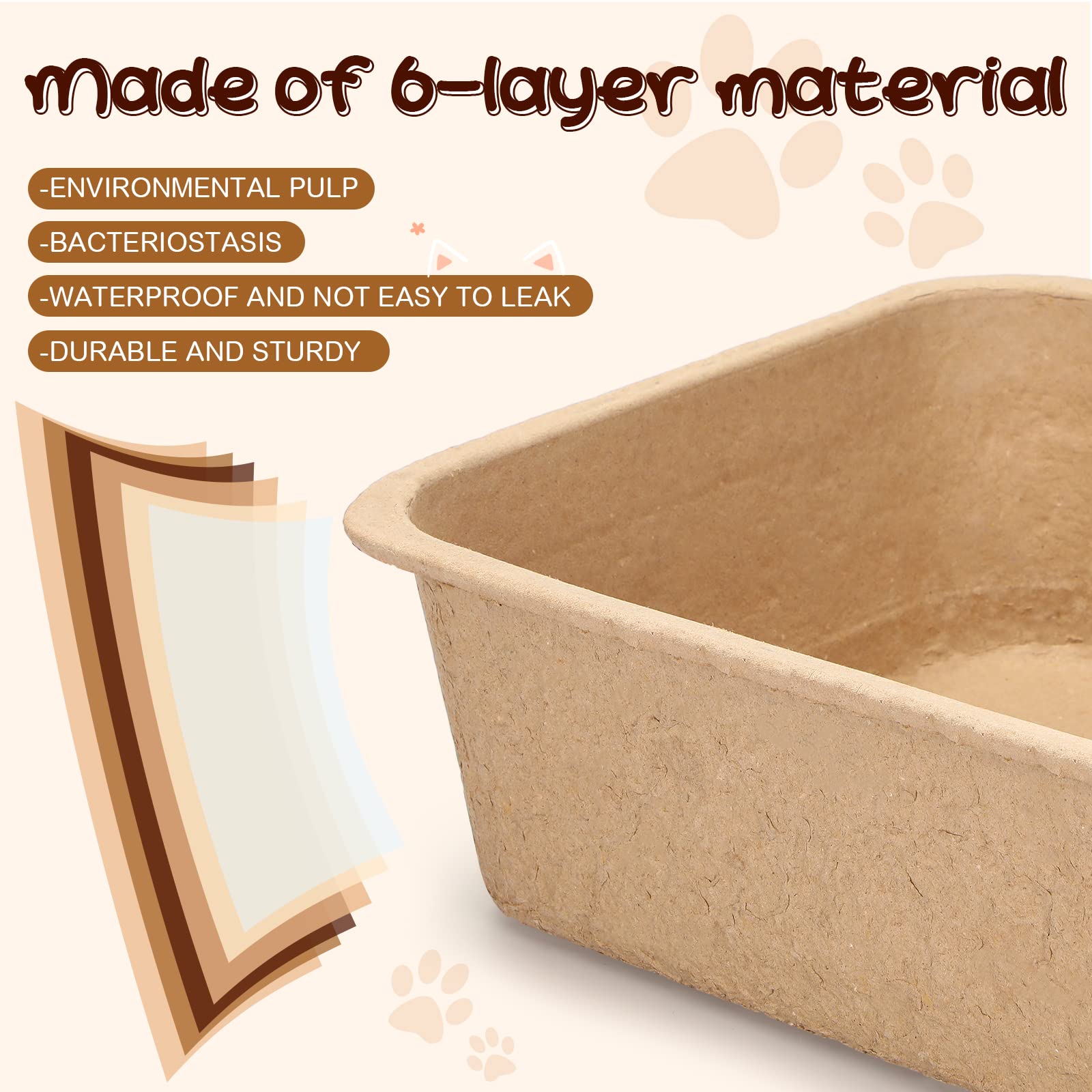 Harloon 10 Pack Extra Large Disposable Cat Litter Box 22.4 X 17.9 X 6.9'' Paper Cat Litter Tray Pet Litter Pan Large Disposable