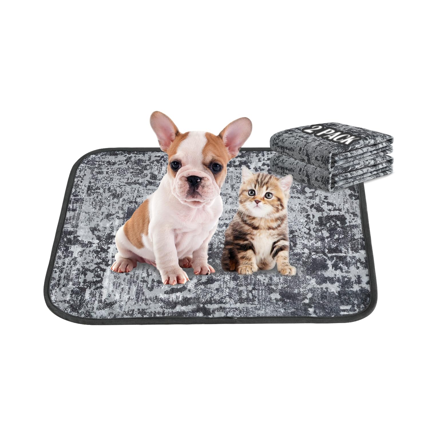 Qeils Washable Pee Pads for Dogs, 2 Pack Reusable Puppy Pads 18 x24  Super Absorbent Leakproof Dog Training Pads, Non-Slip Potty
