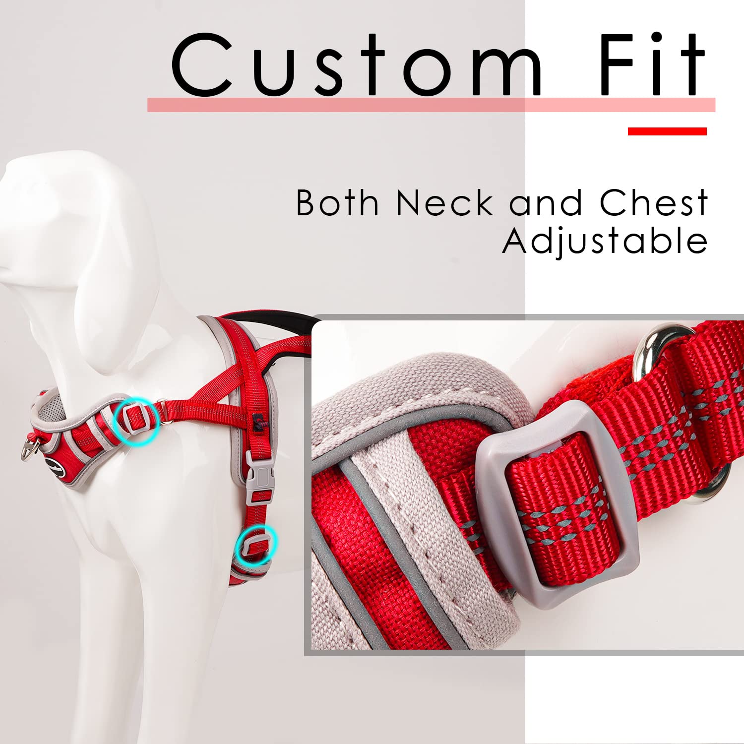 Adventuremore Dog Harness For Large Dogs No Pull, Sport Dog Halter Harness Reflective Breathable Dog Vest Escape Proof Dog Harness With Easy Control Front Clip Handle For Training Walking L Red