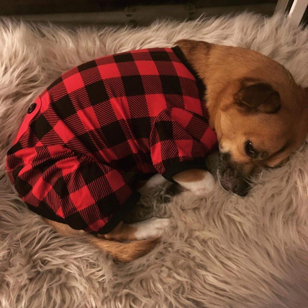 Plaid Dog Pajamas Medium Breed Dogs Jumpsuit Pet Winter Clothes